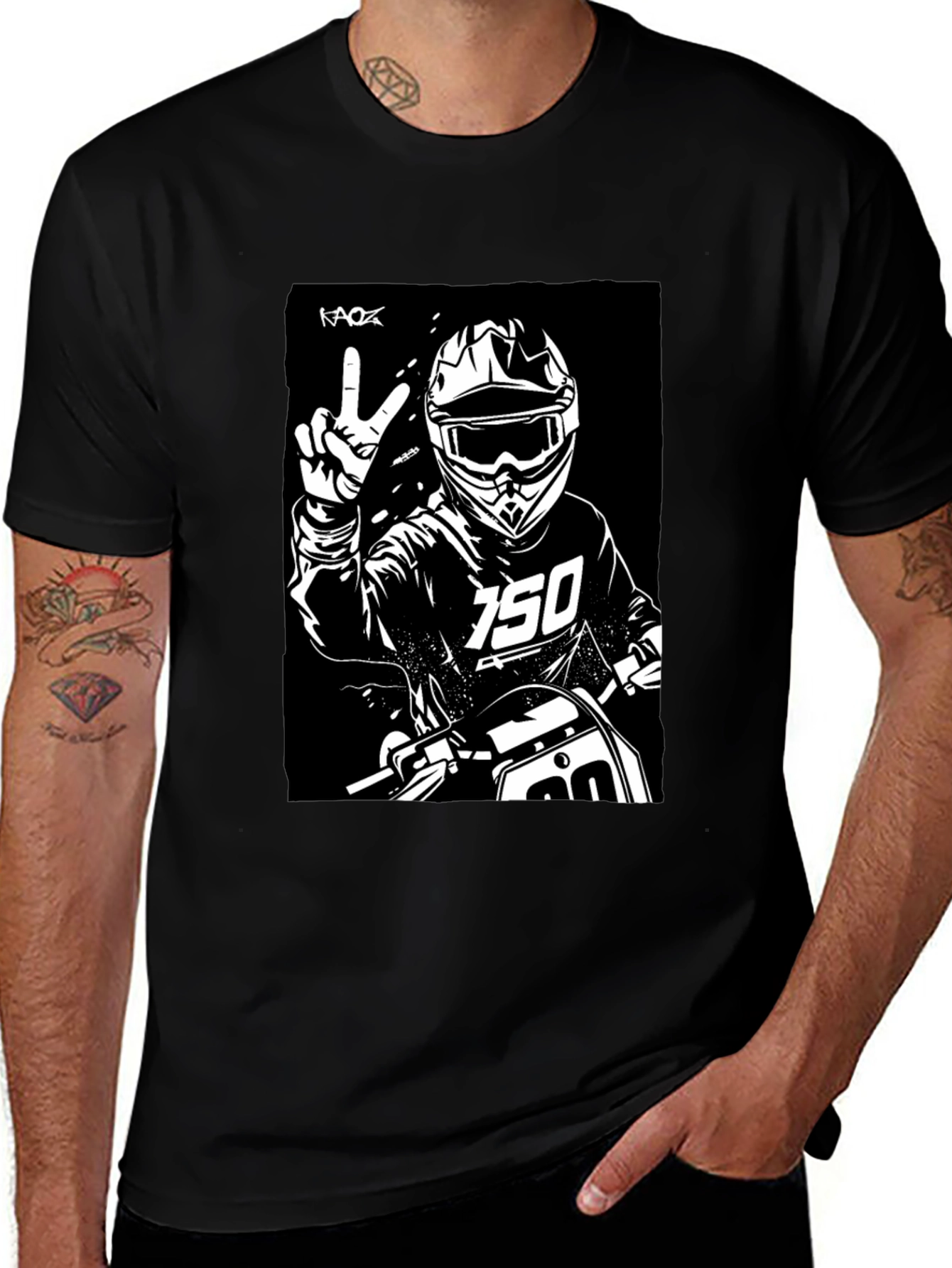 Black Black Motocross Rider Graphic Tee main image