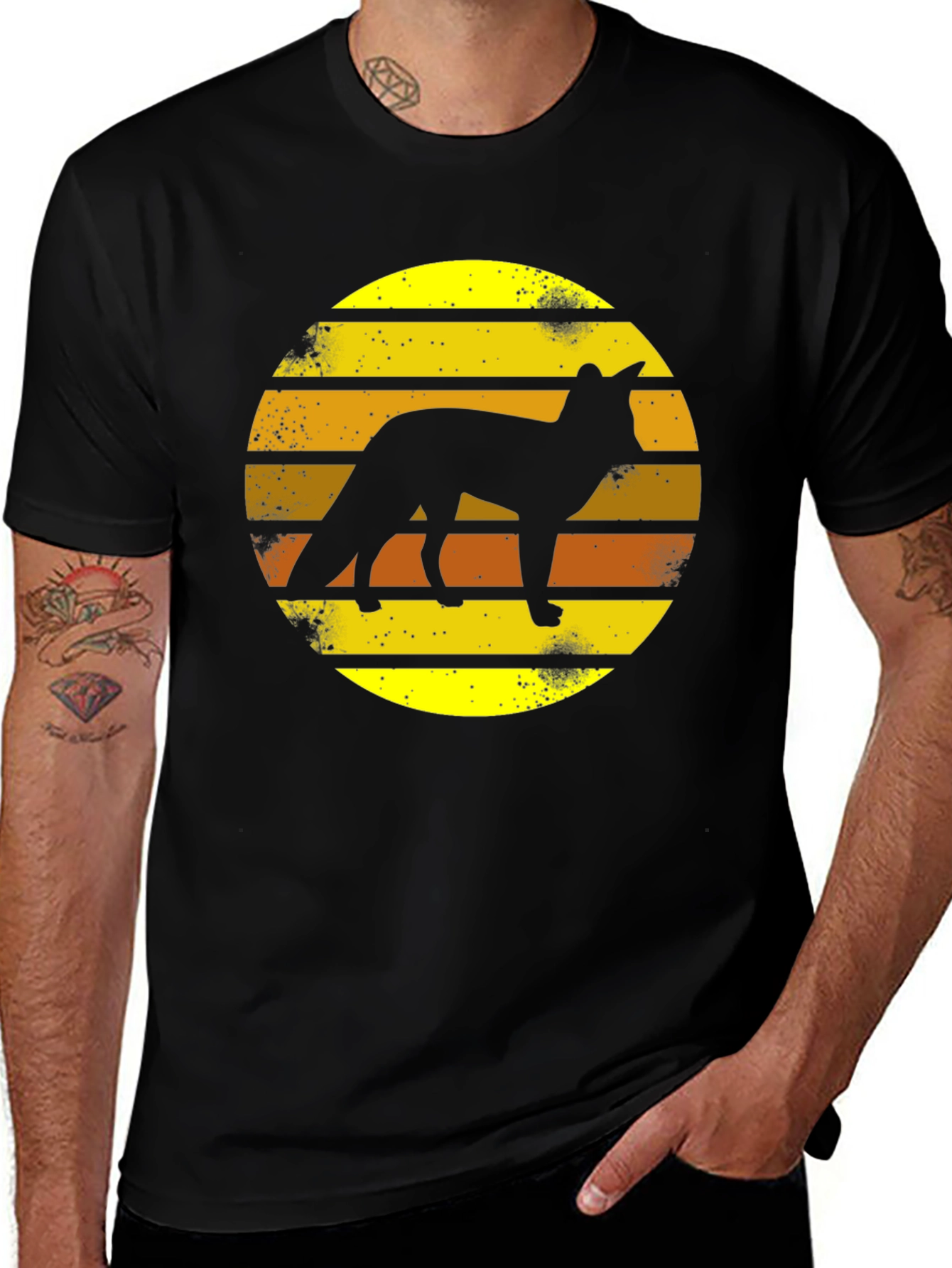 Retro Fox Silhouette T-Shirt - Sunset Graphic Tee