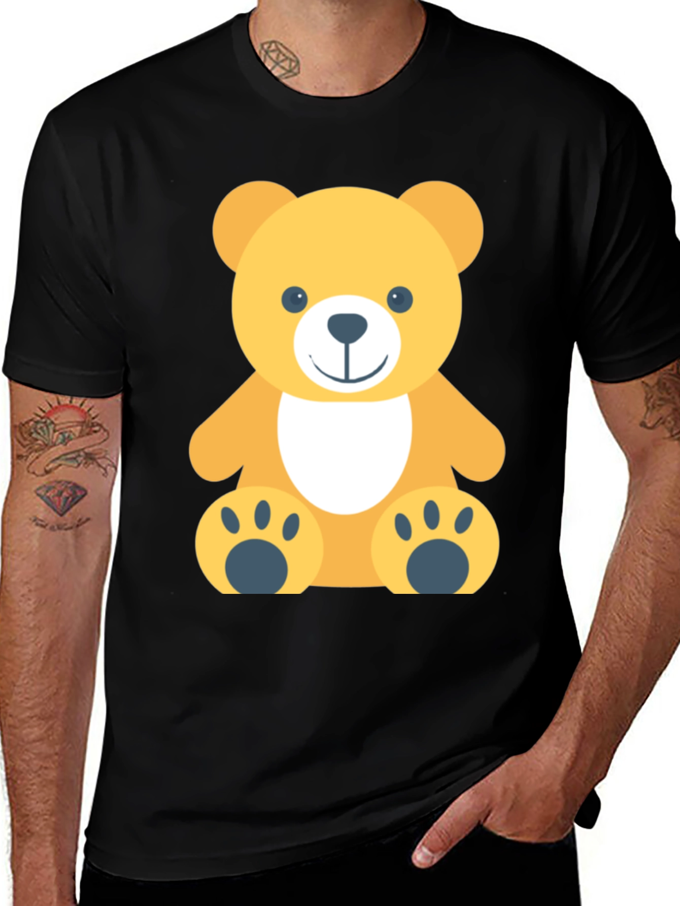 Variant 10 of Cute Teddy Bear Graphic Black T-Shirt