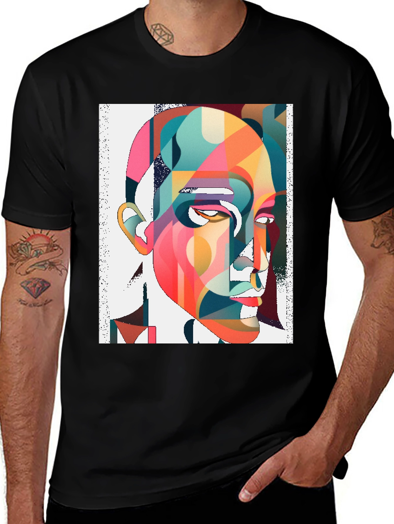 Variant 7 of Abstract Face Graphic Tee - Modern Art Shirt