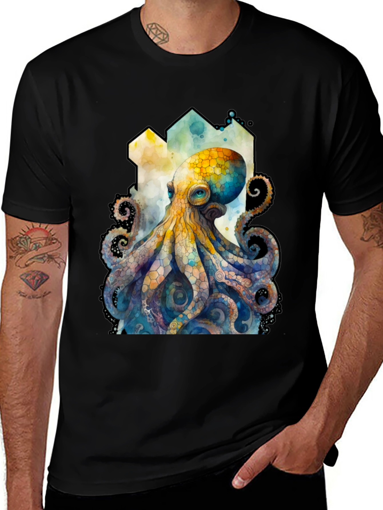 Variant 3 of Watercolor Octopus Graphic Tee