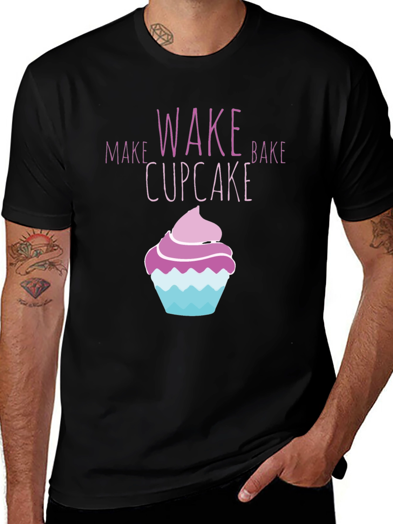 Variant 28 of Wake Bake Cupcake Graphic T-Shirt - Black