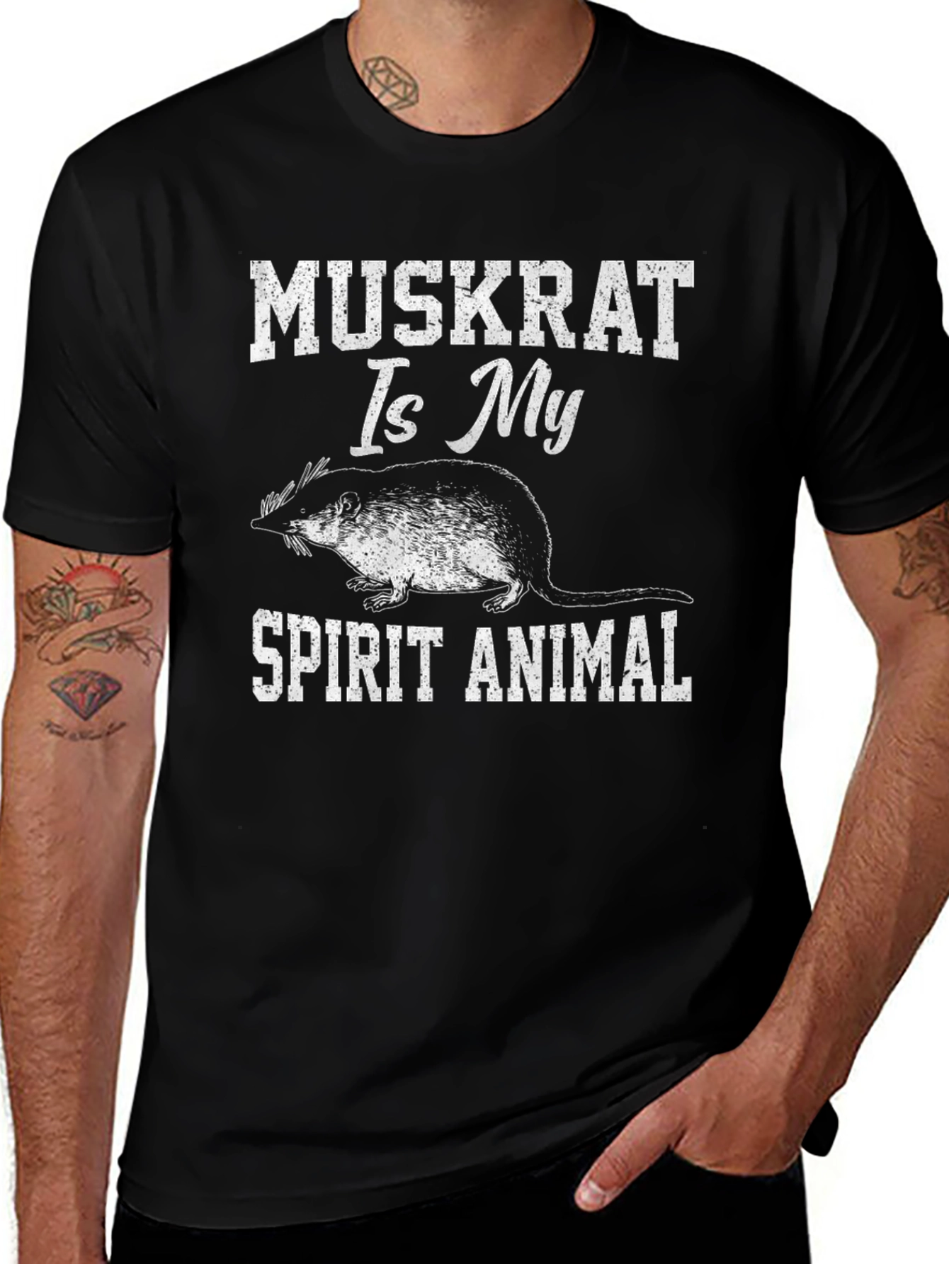 Variant 19 of Muskrat Spirit Animal T-Shirt - Black Graphic Tee