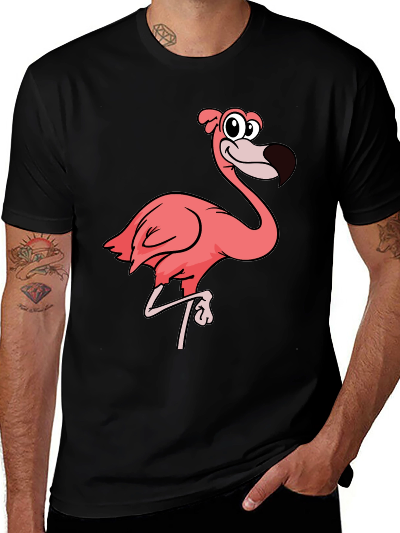 Variant 14 of Flamingo Graphic Tee - Black Cotton T-Shirt
