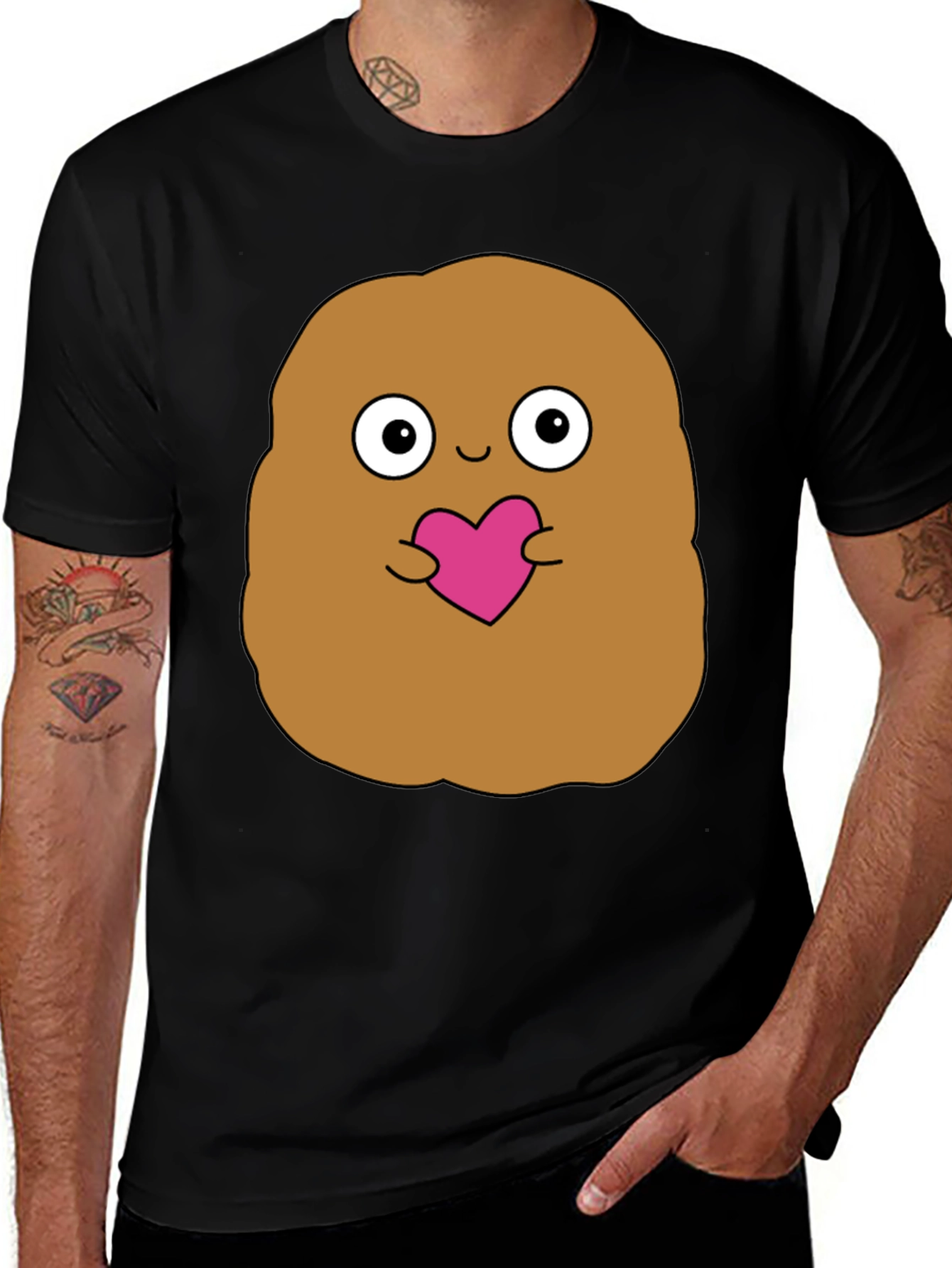 Cute Potato Holding Heart Graphic T-Shirt