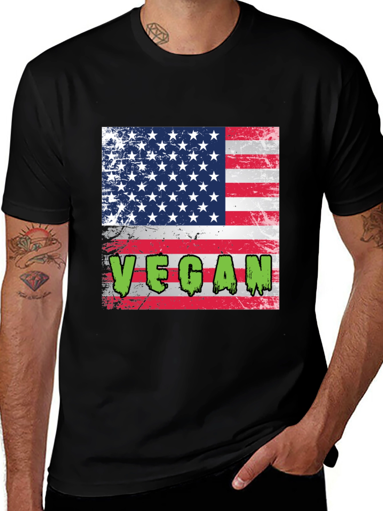 Variant 22 of Vegan American Flag Graphic T-Shirt