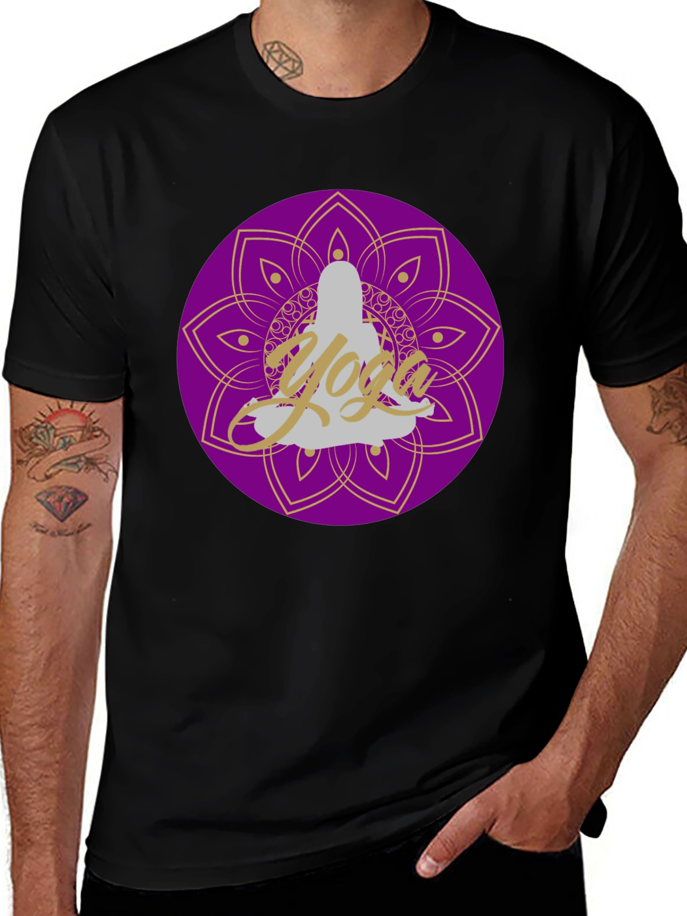 Variant 23 of Yoga Meditation Mandala T-Shirt, Spiritual Design