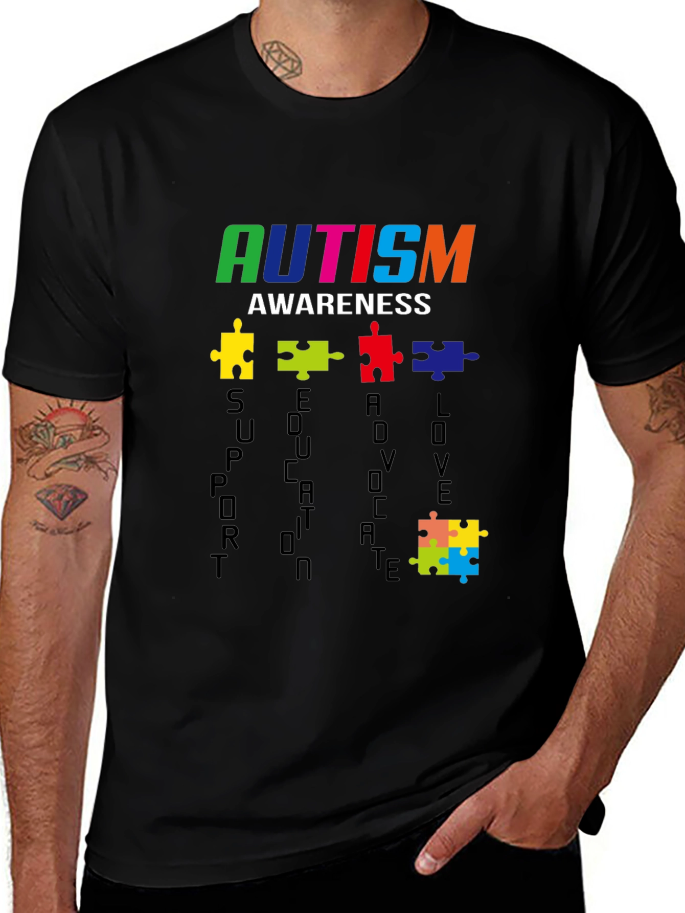 Autism Awareness T-Shirt - Support, Educate, Love