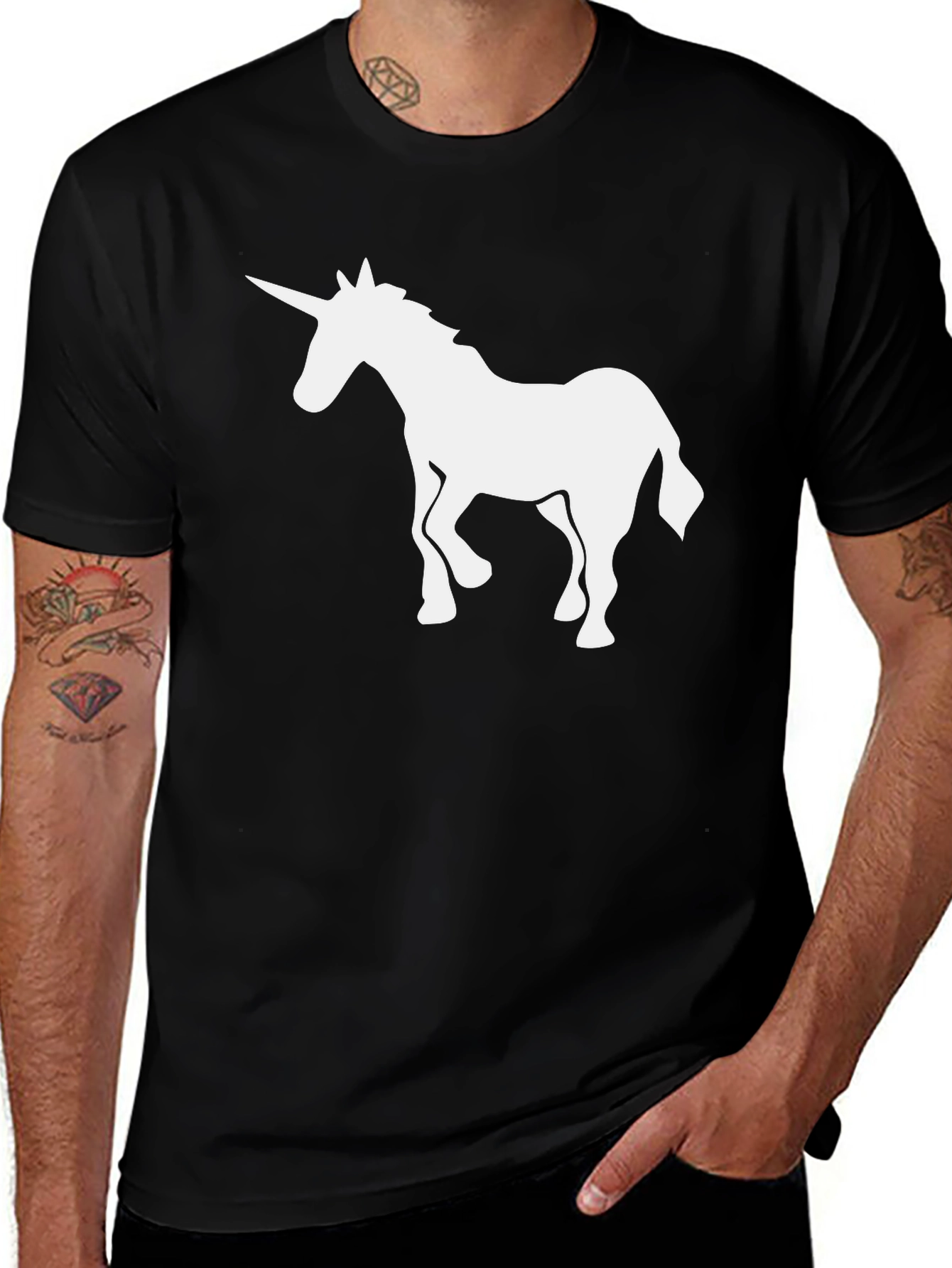 Variant 25 of Unicorn Graphic Tee - Black Cotton T-Shirt