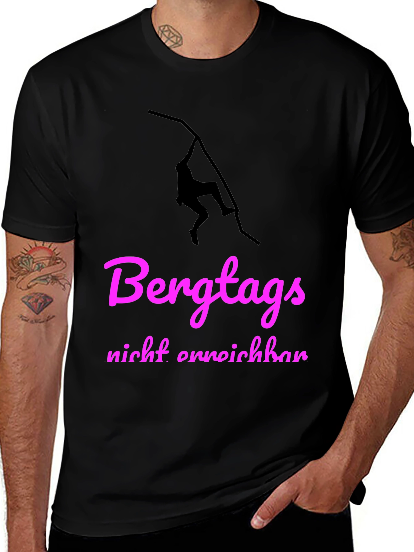 Variant 13 of Men's Black T-Shirt - Bergtags Nicht Erreichbar Design