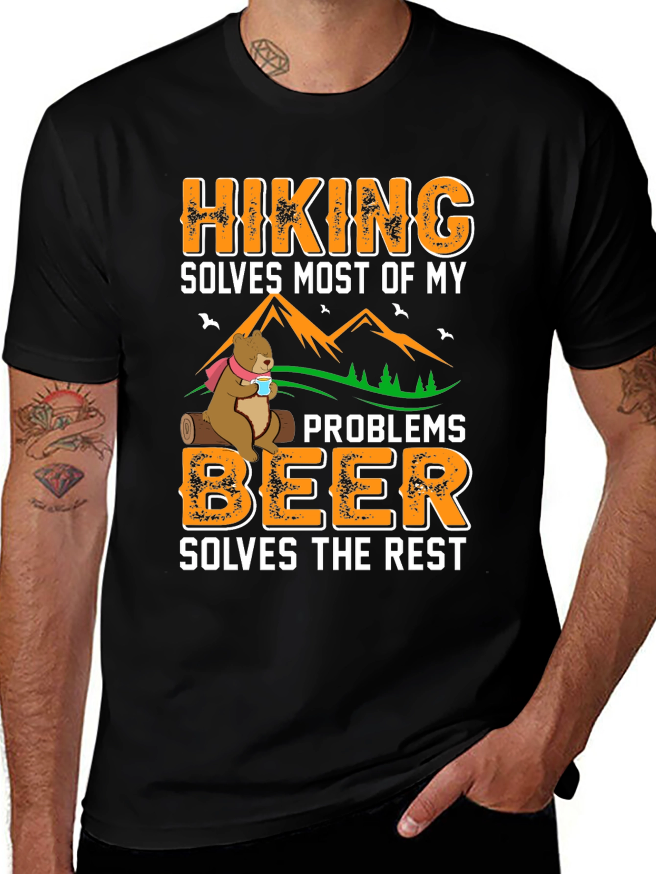 Variant 5 of Hiking Solves Most Problems Graphic Tee