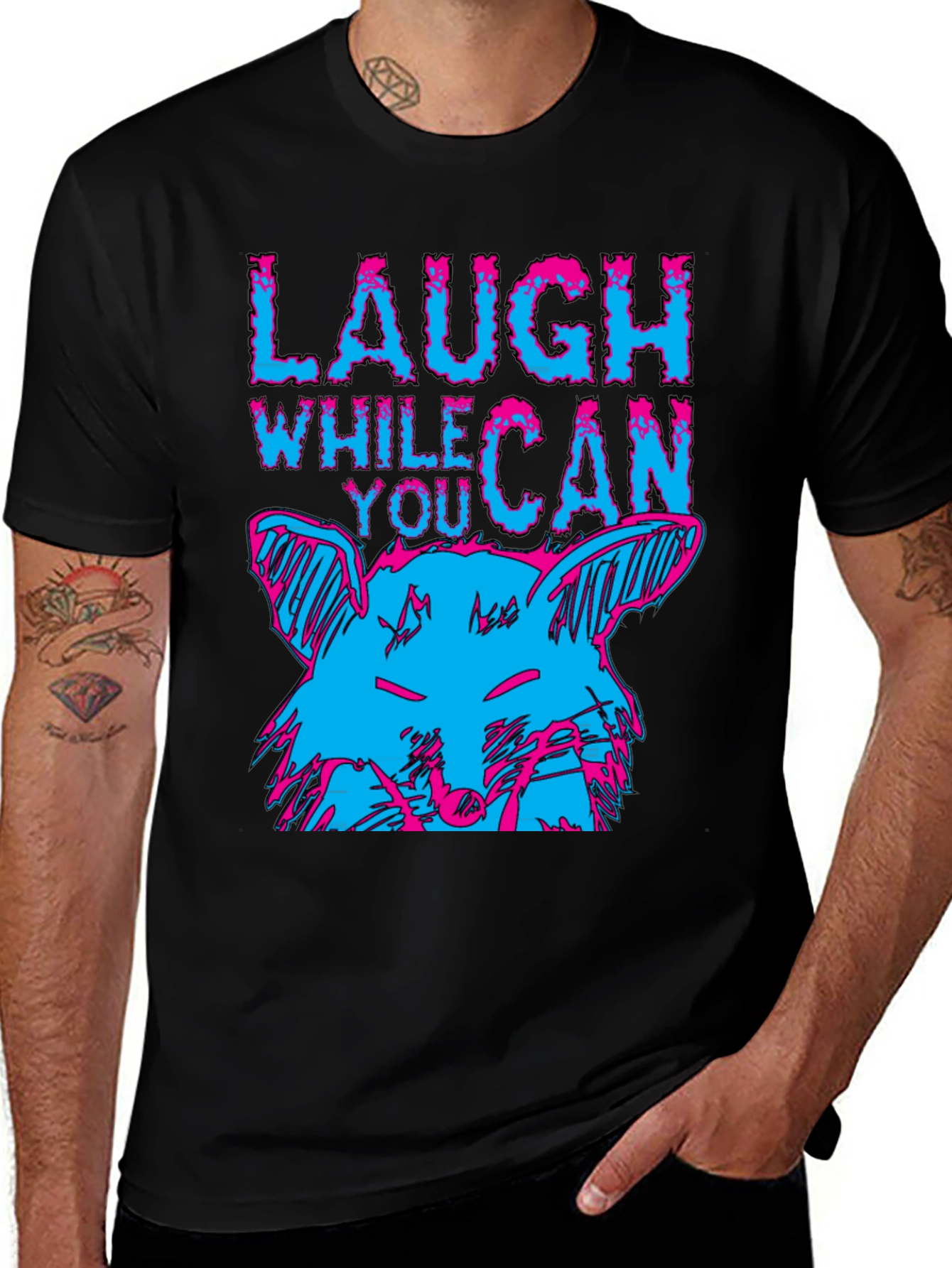 Black Laugh While You Can Graphic Tee main image