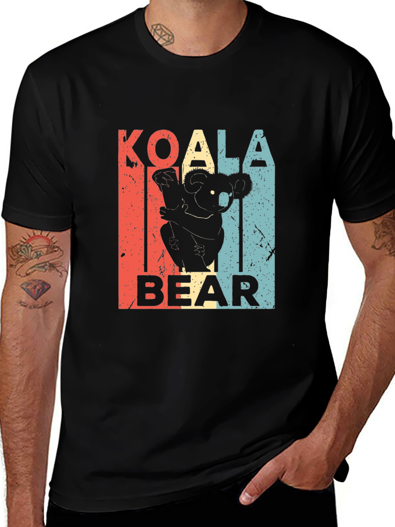 Retro Koala Bear Graphic Tee - Black