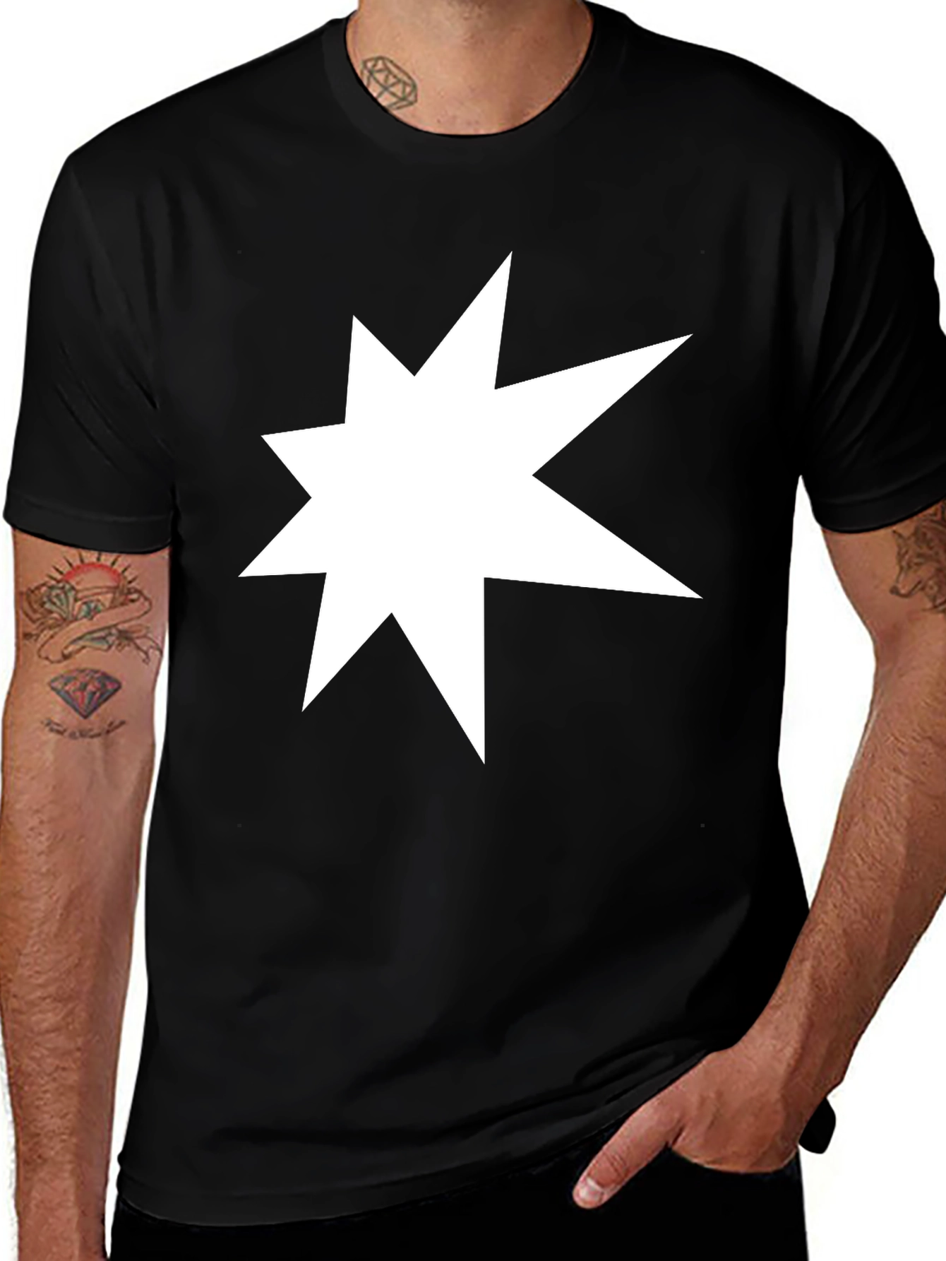 Variant 2 of Starburst Graphic Tee - Black Cotton Casual T-Shirt