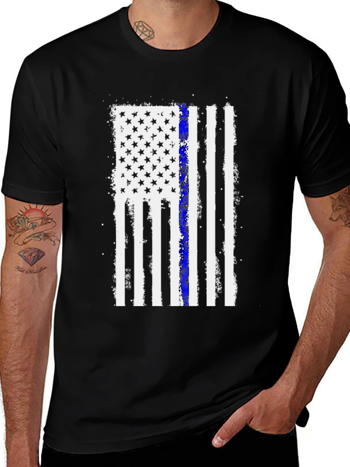 Variant 21 of Thin Blue Line Flag Graphic T-Shirt