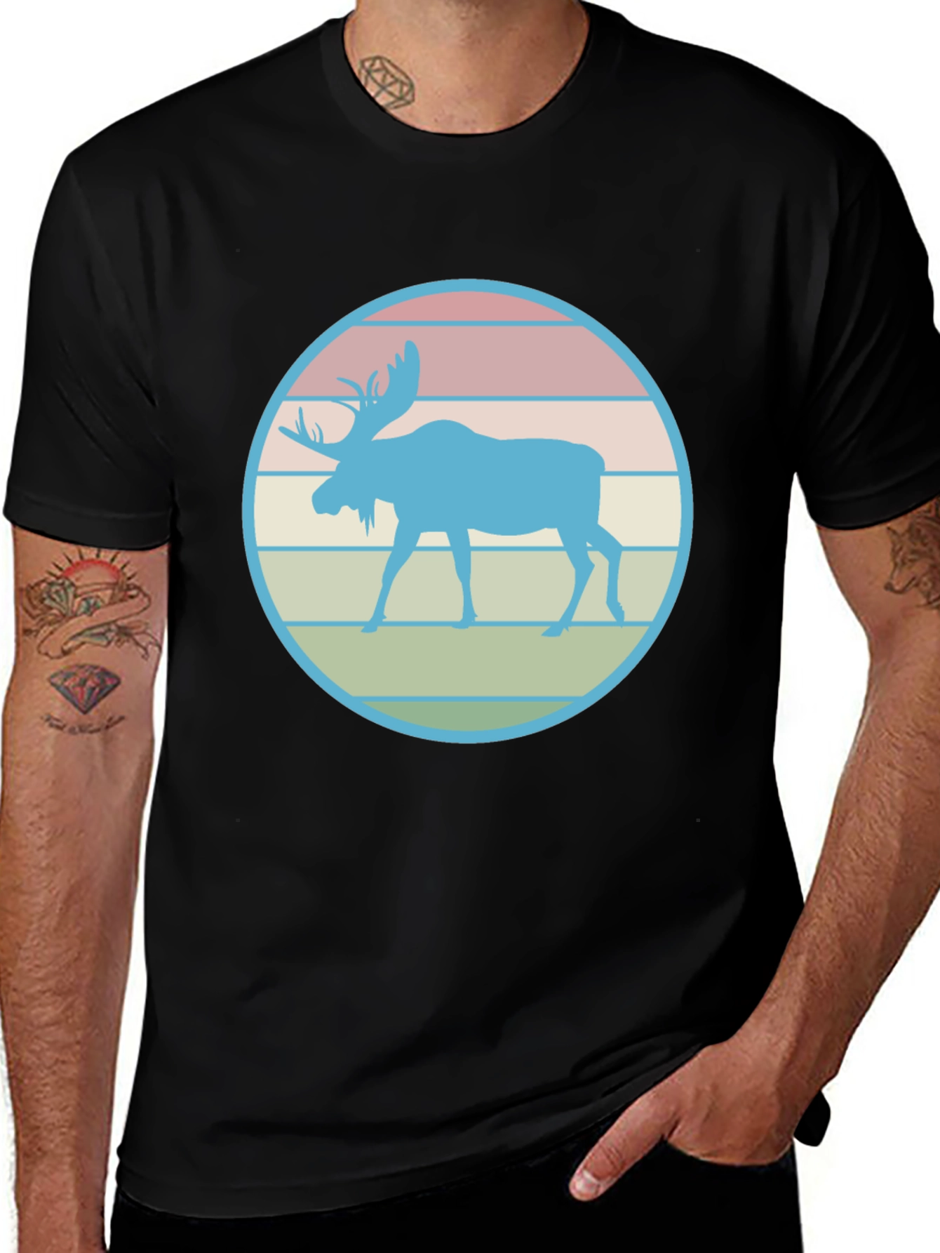 Variant 16 of Retro Moose Graphic Tee - Black
