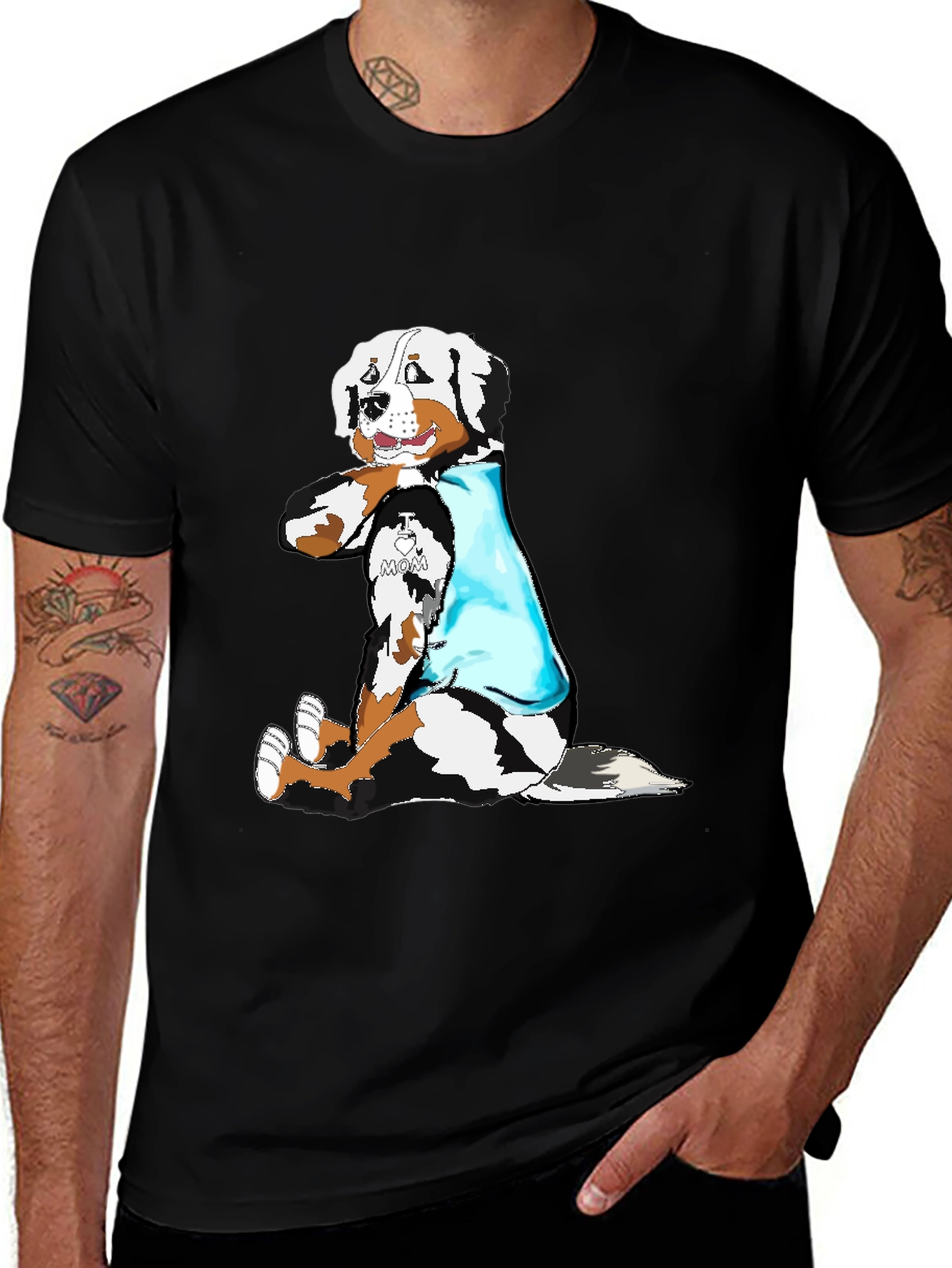 Variant 2 of I Love Mom Dog Graphic Black T-Shirt