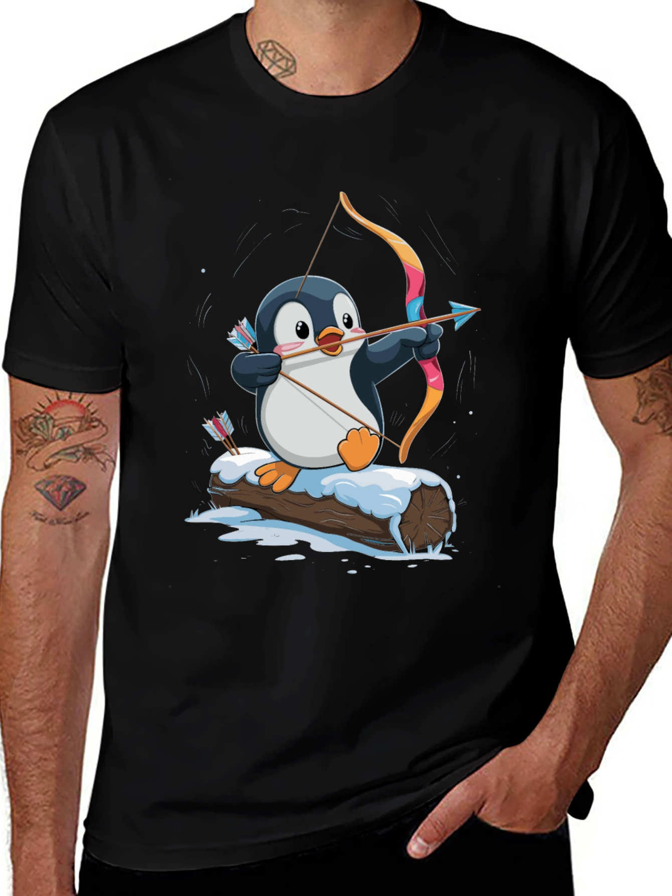 Variant 16 of Penguin Archer Graphic Tee - Unique Design