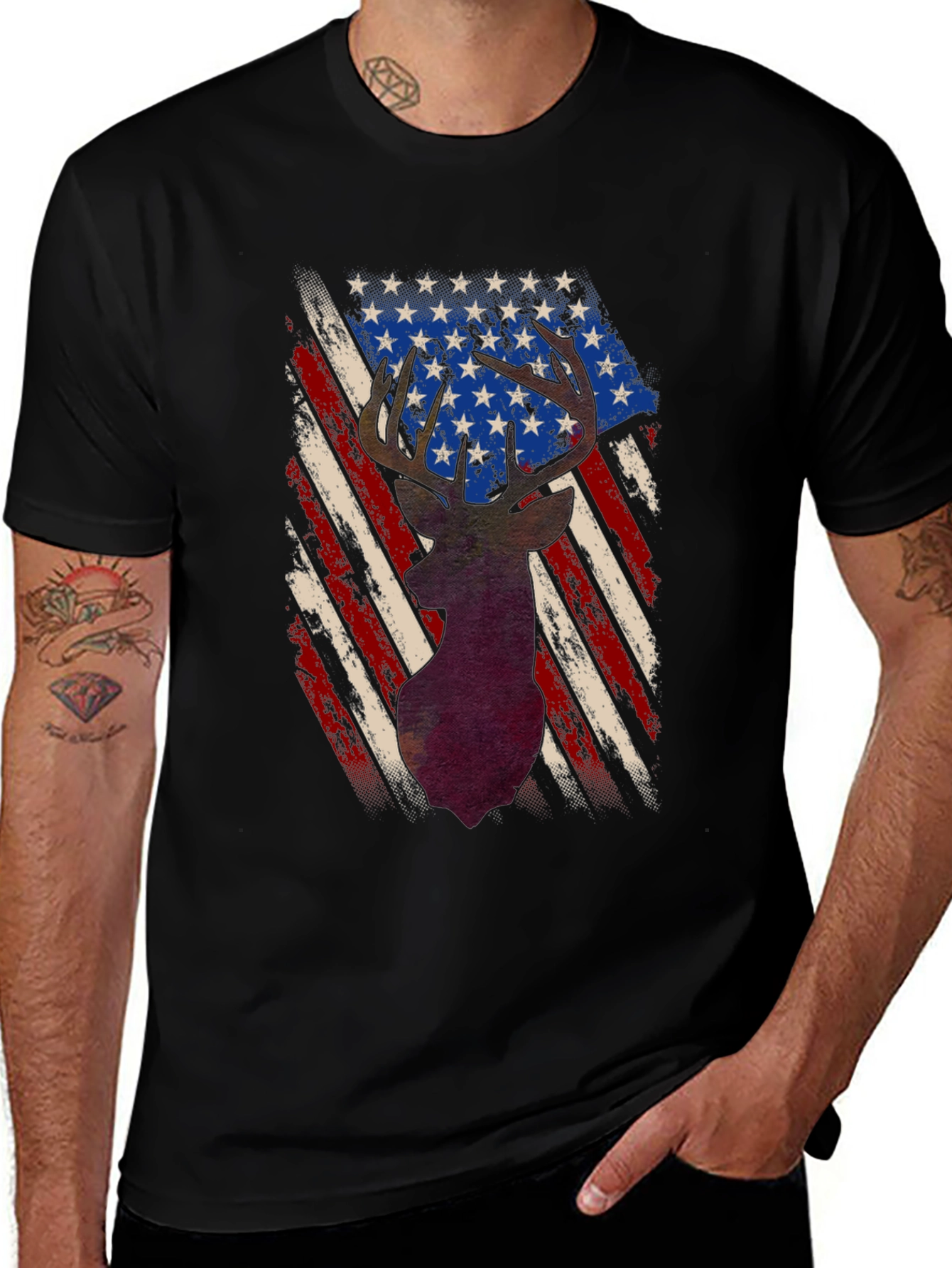 Variant 21 of American Flag Deer Graphic Tee