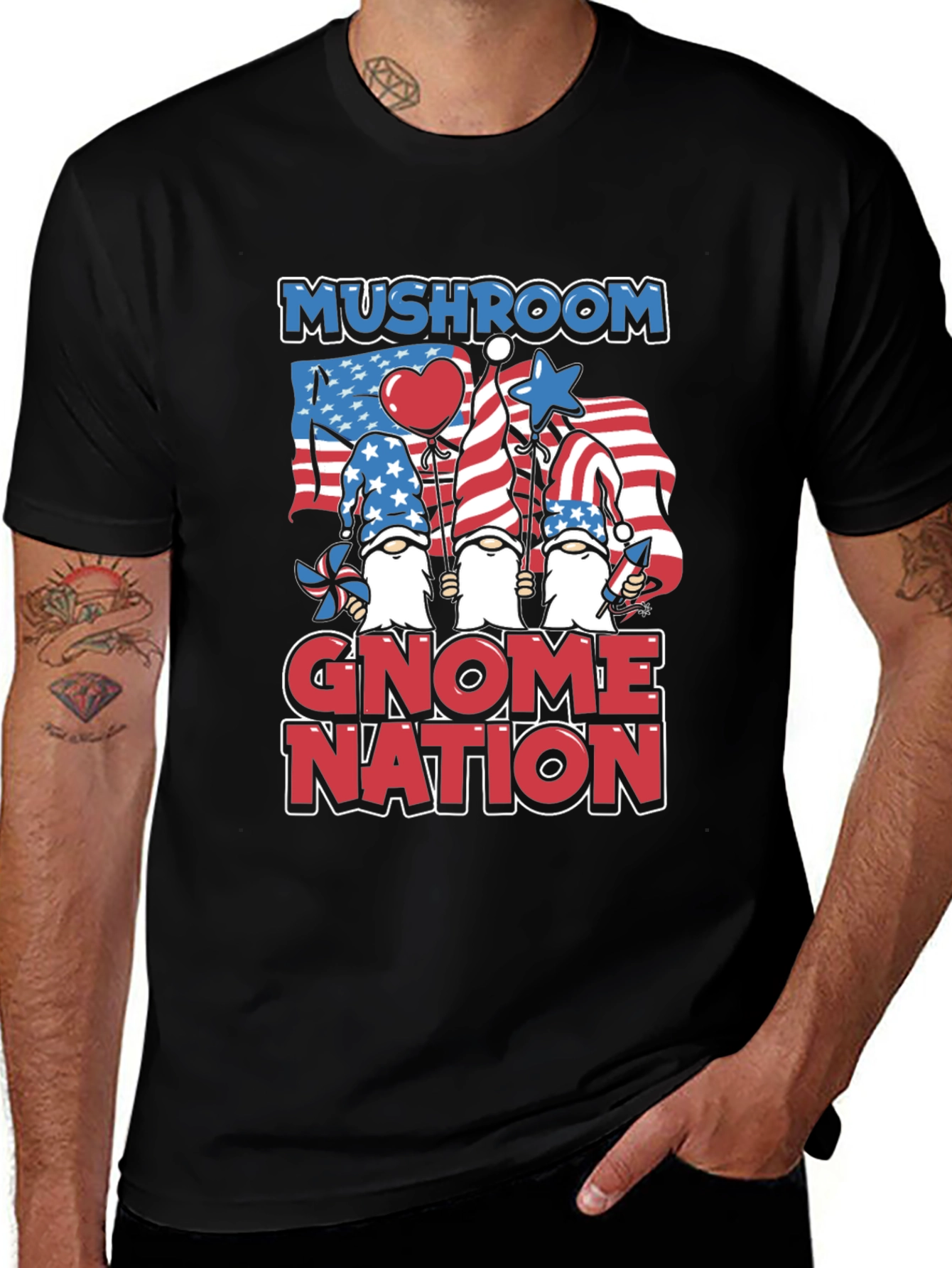 Variant 4 of Mushroom Gnome Nation Patriotic T-Shirt