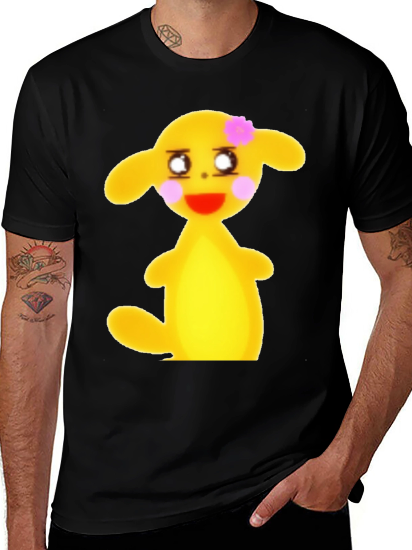 Variant 11 of Black T-Shirt with Cute Yellow Character