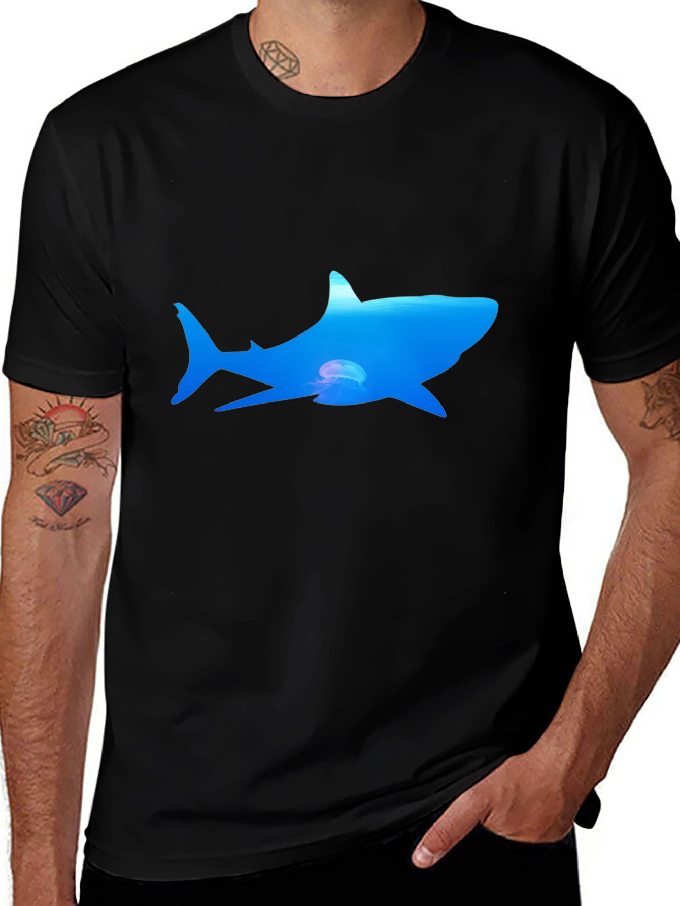 Variant 17 of Ocean Shark Graphic Tee - Black