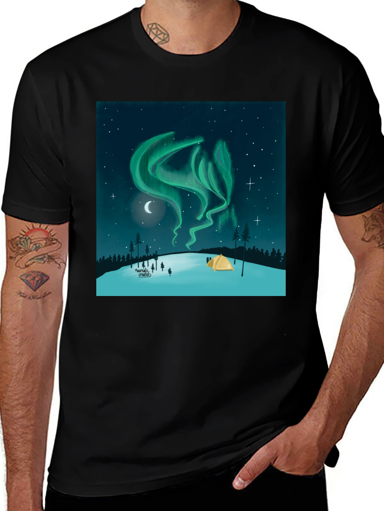 Variant 23 of Aurora Borealis Camping Trip T-Shirt