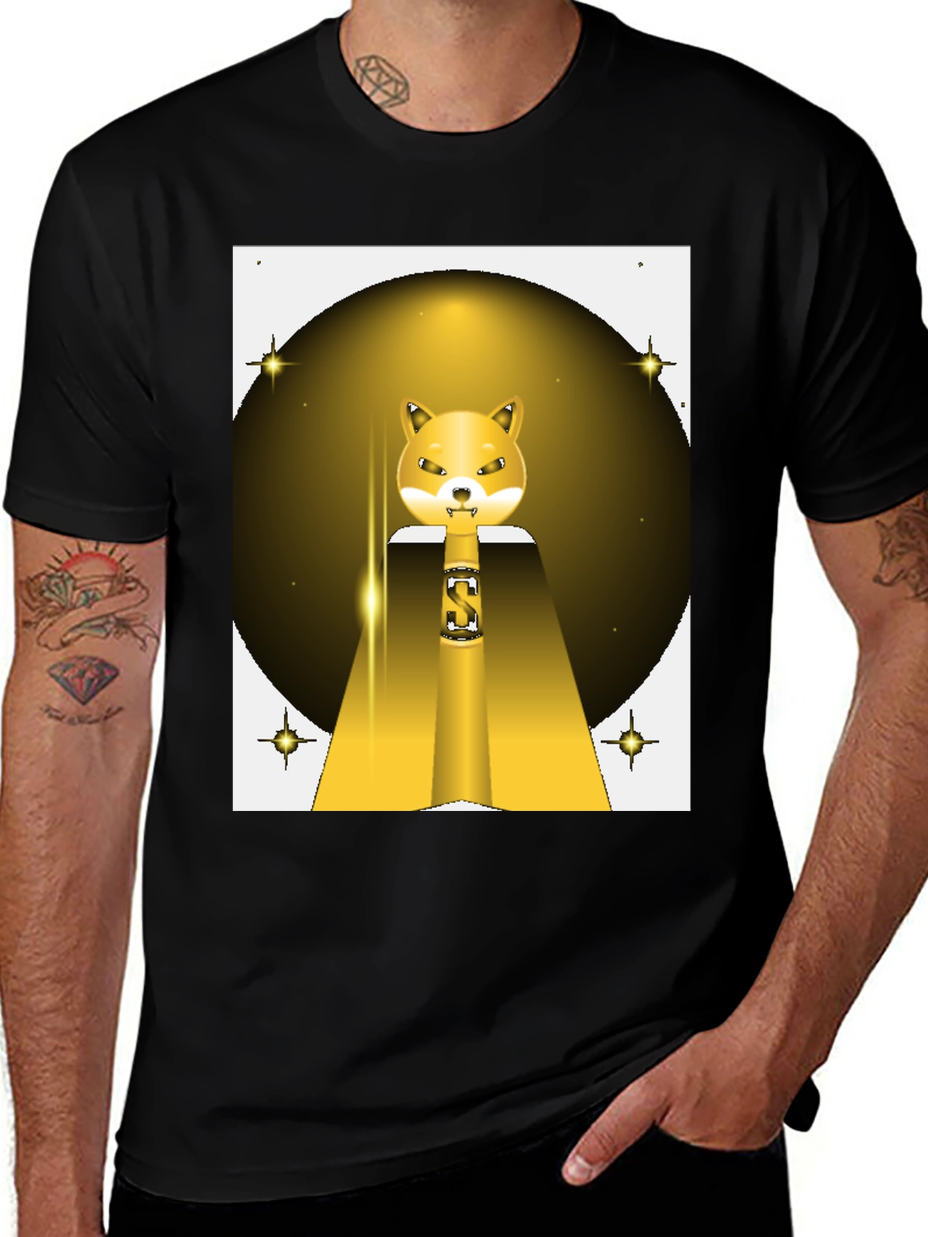 Shiba Inu 'S' Logo T-Shirt - Black Cotton Blend