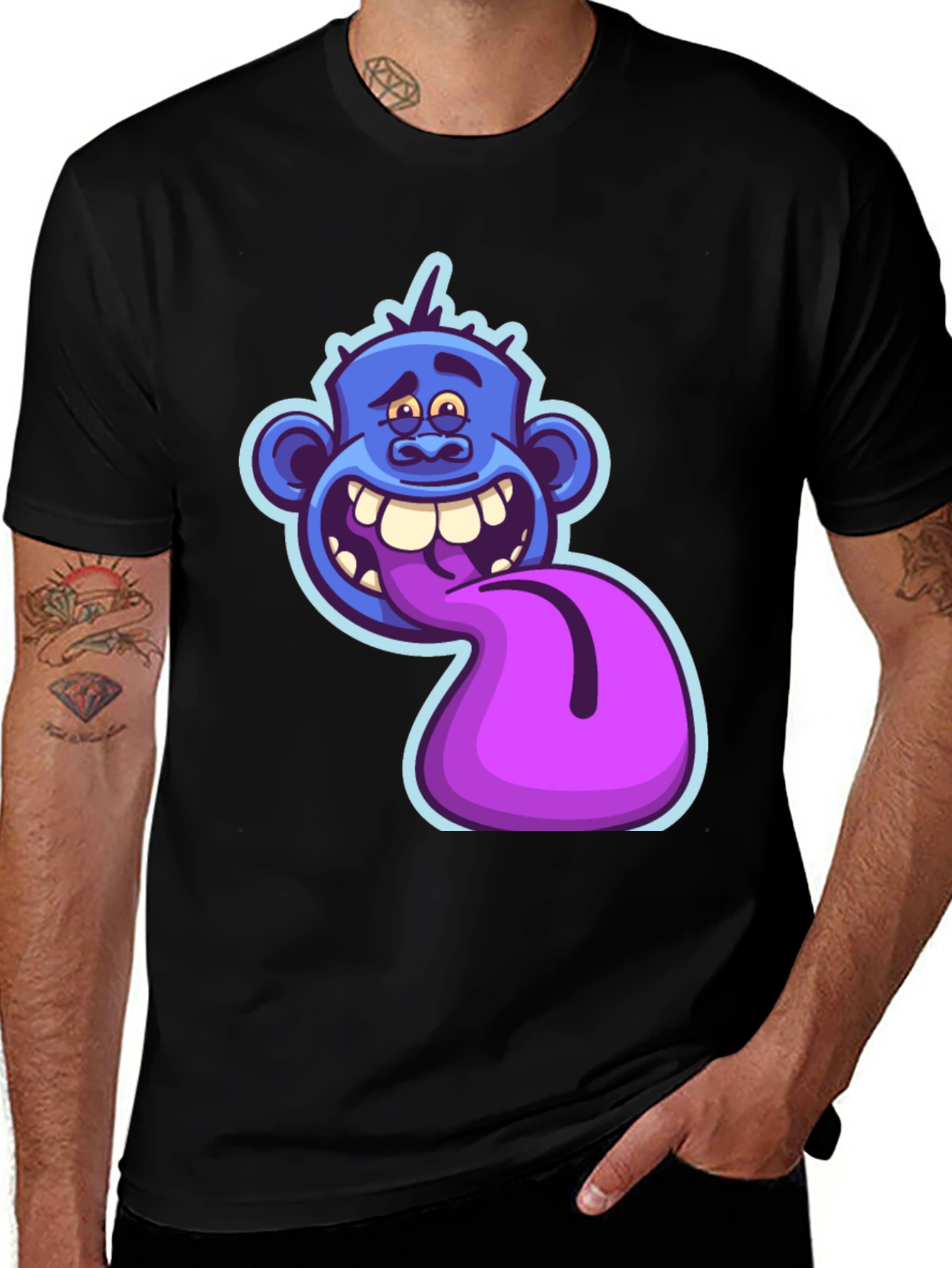 Variant 18 of Funny Blue Monster Tongue Out Graphic T-Shirt