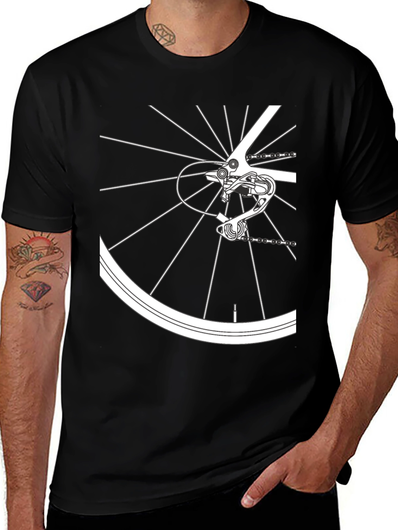 Variant 8 of Bike Wheel Graphic Tee - Black Cotton