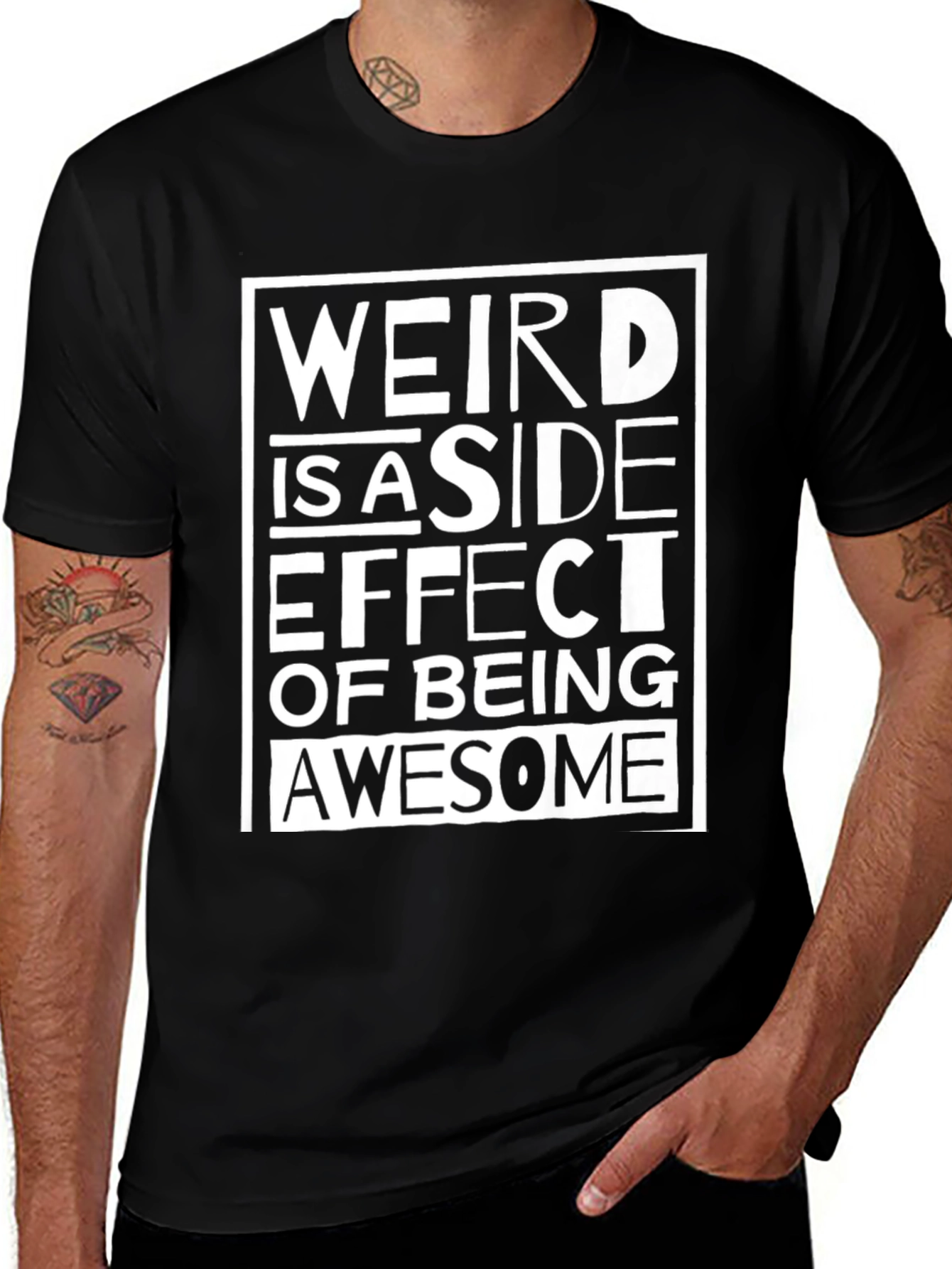 Variant 17 of Weird Awesome Graphic Tee - Black Cotton T-Shirt
