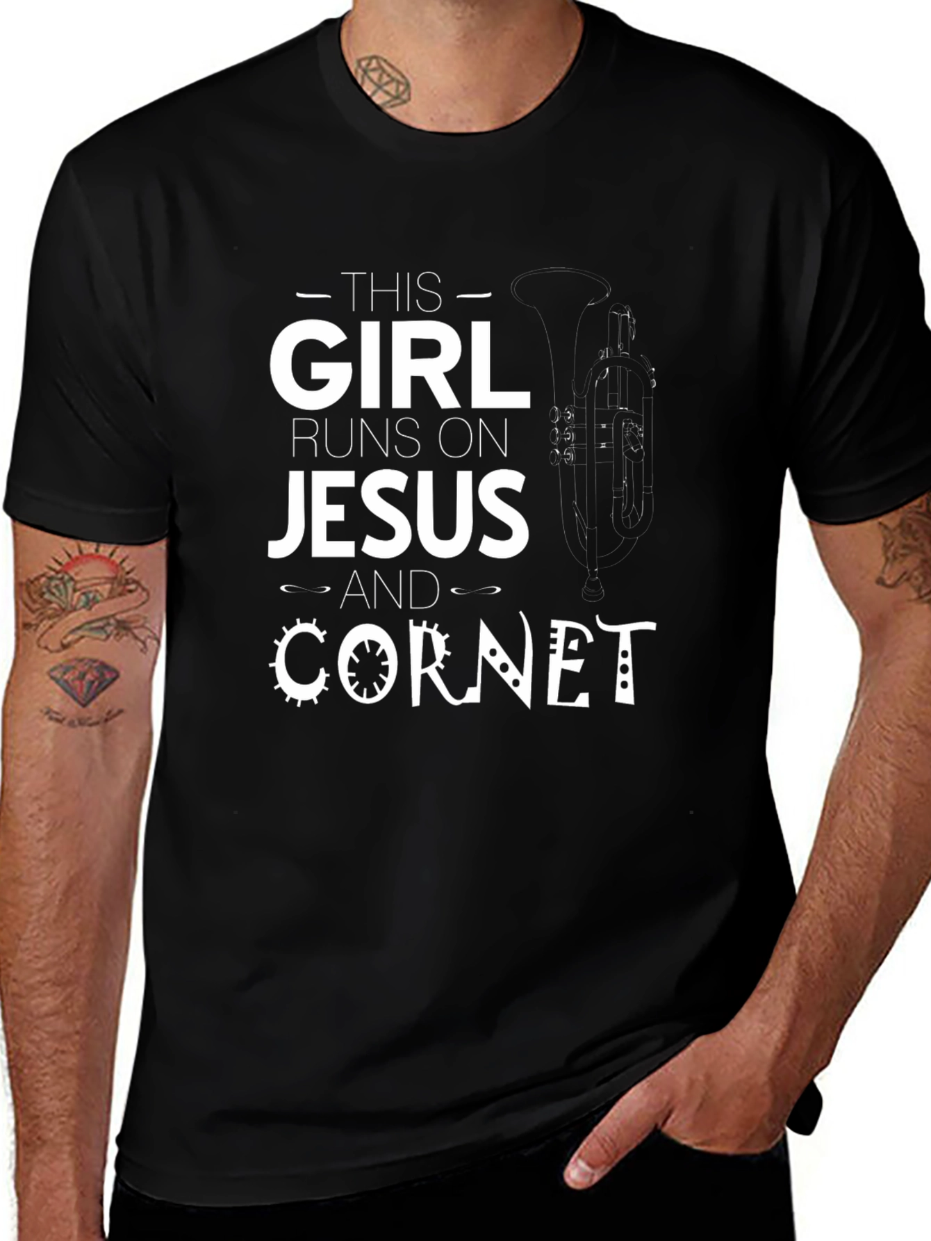 This Girl Runs on Jesus and Cornet T-Shirt