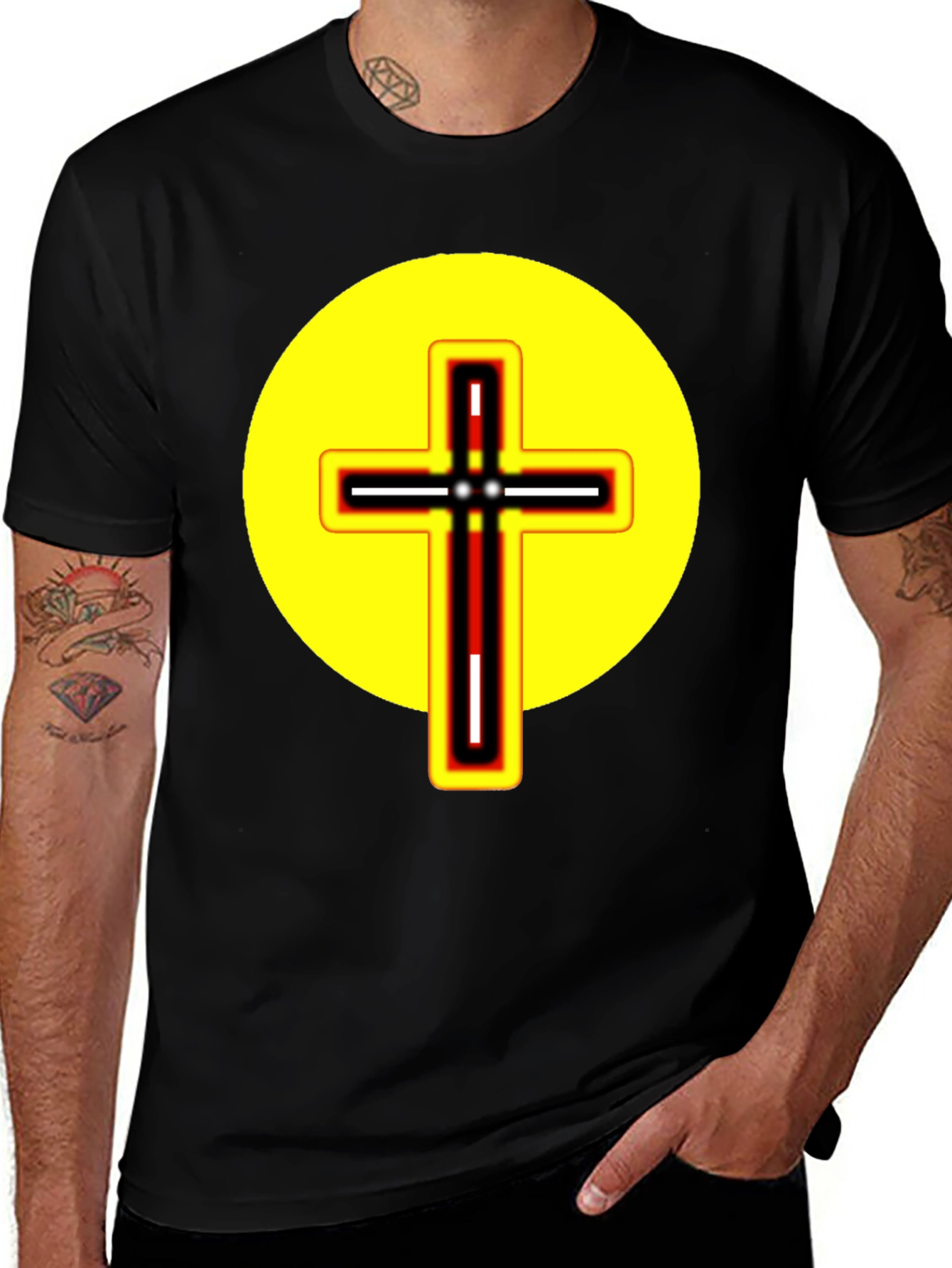 Variant 4 of Black T-Shirt with Cross Graphic