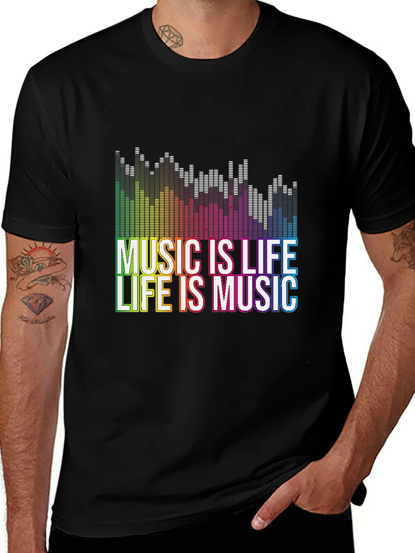 Variant 29 of Music is Life Graphic Tee - Black