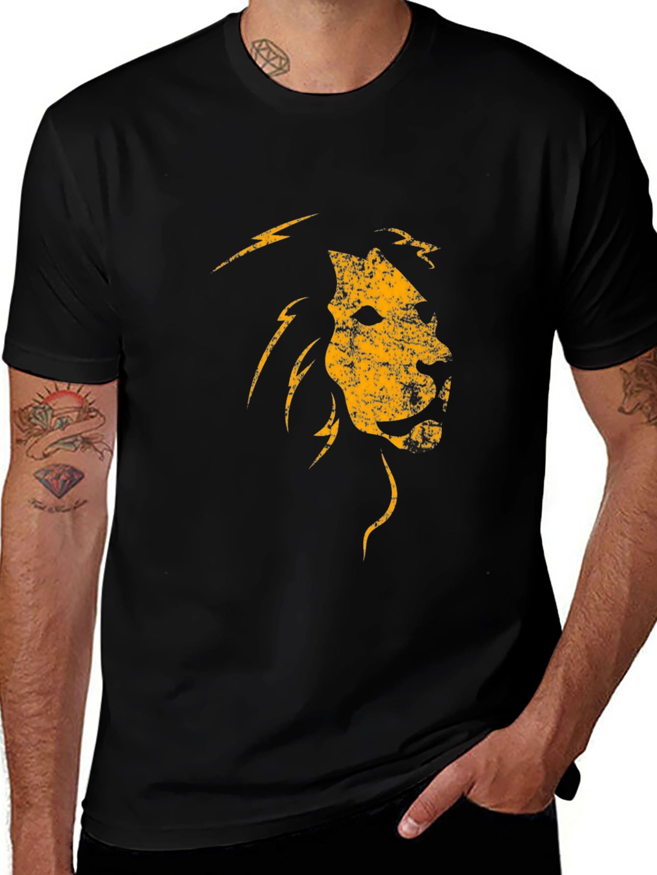 Variant 19 of Lion Graphic Print Black T-Shirt