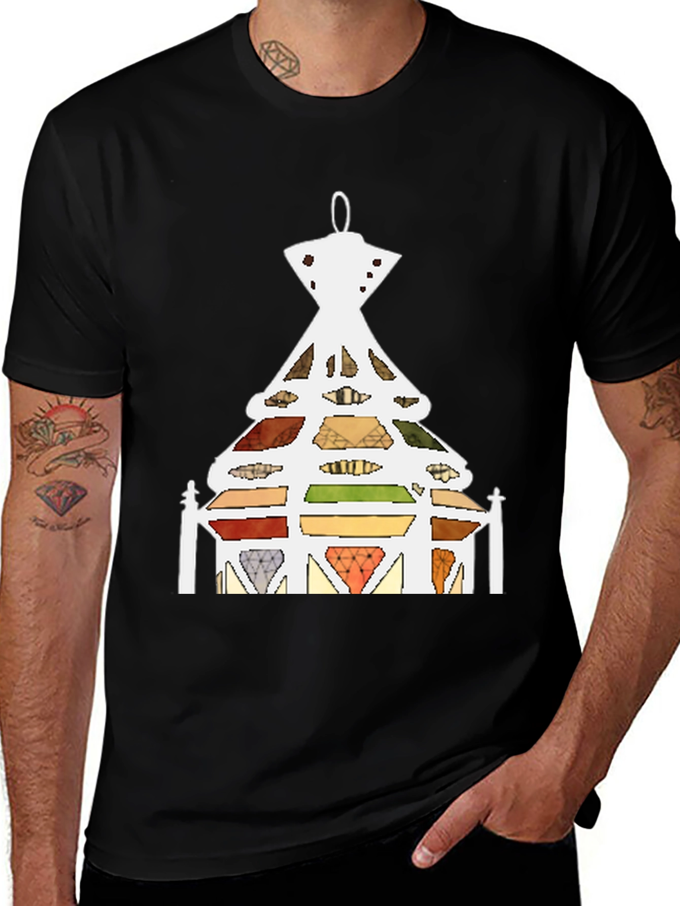Variant 10 of Abstract Stained Glass Tree Graphic T-Shirt