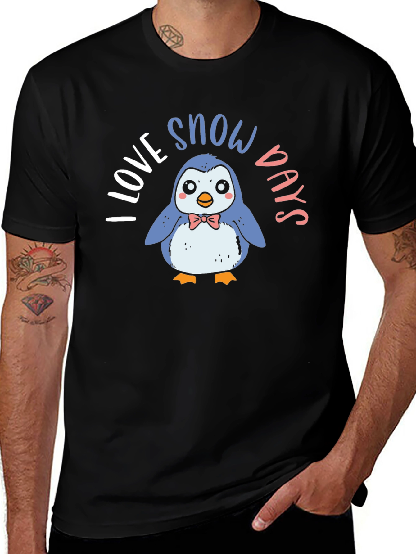 Variant 15 of I Love Snow Days Penguin Graphic Tee