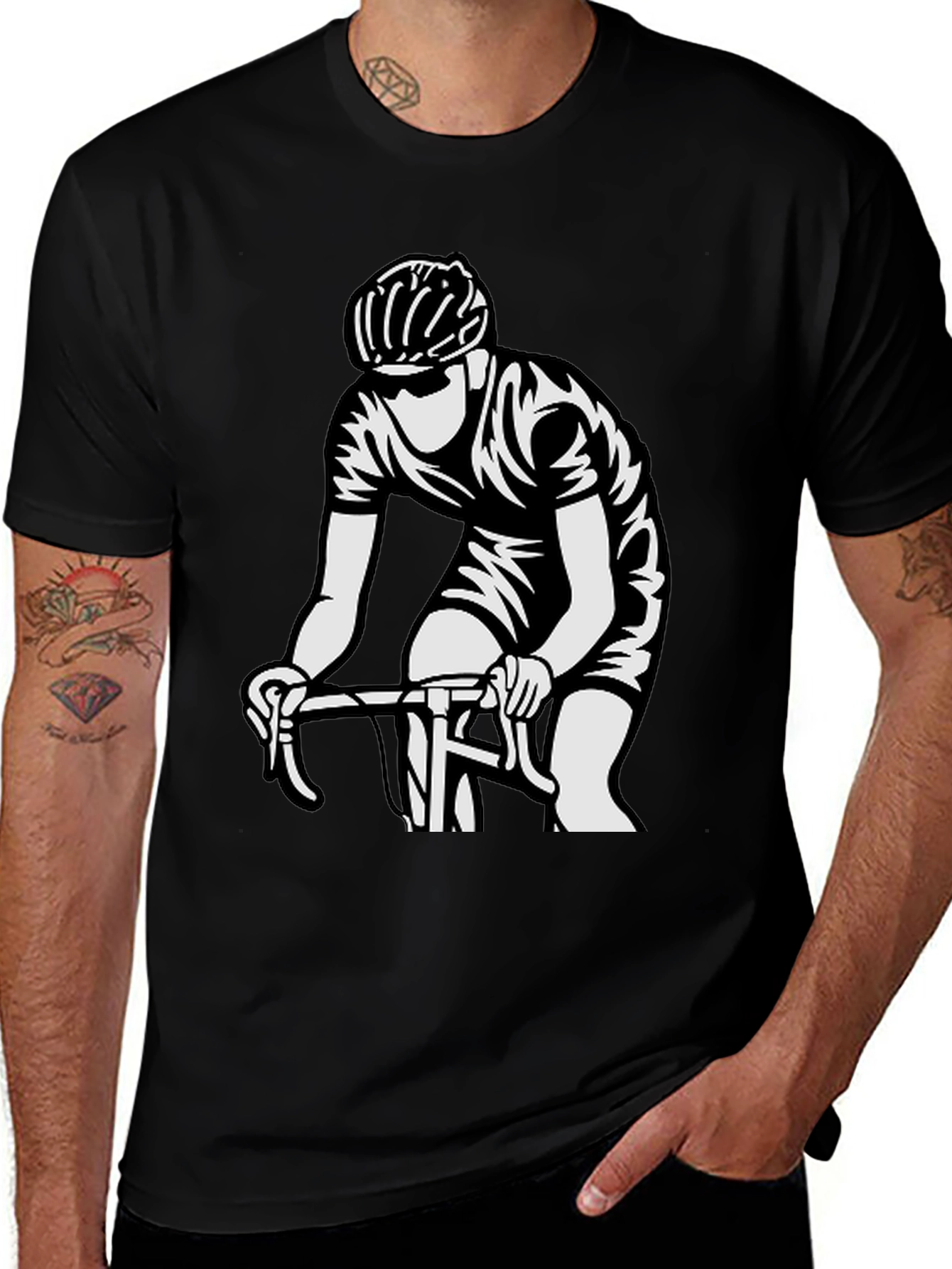 Variant 17 of Cyclist Graphic T-Shirt - Black Cotton Tee
