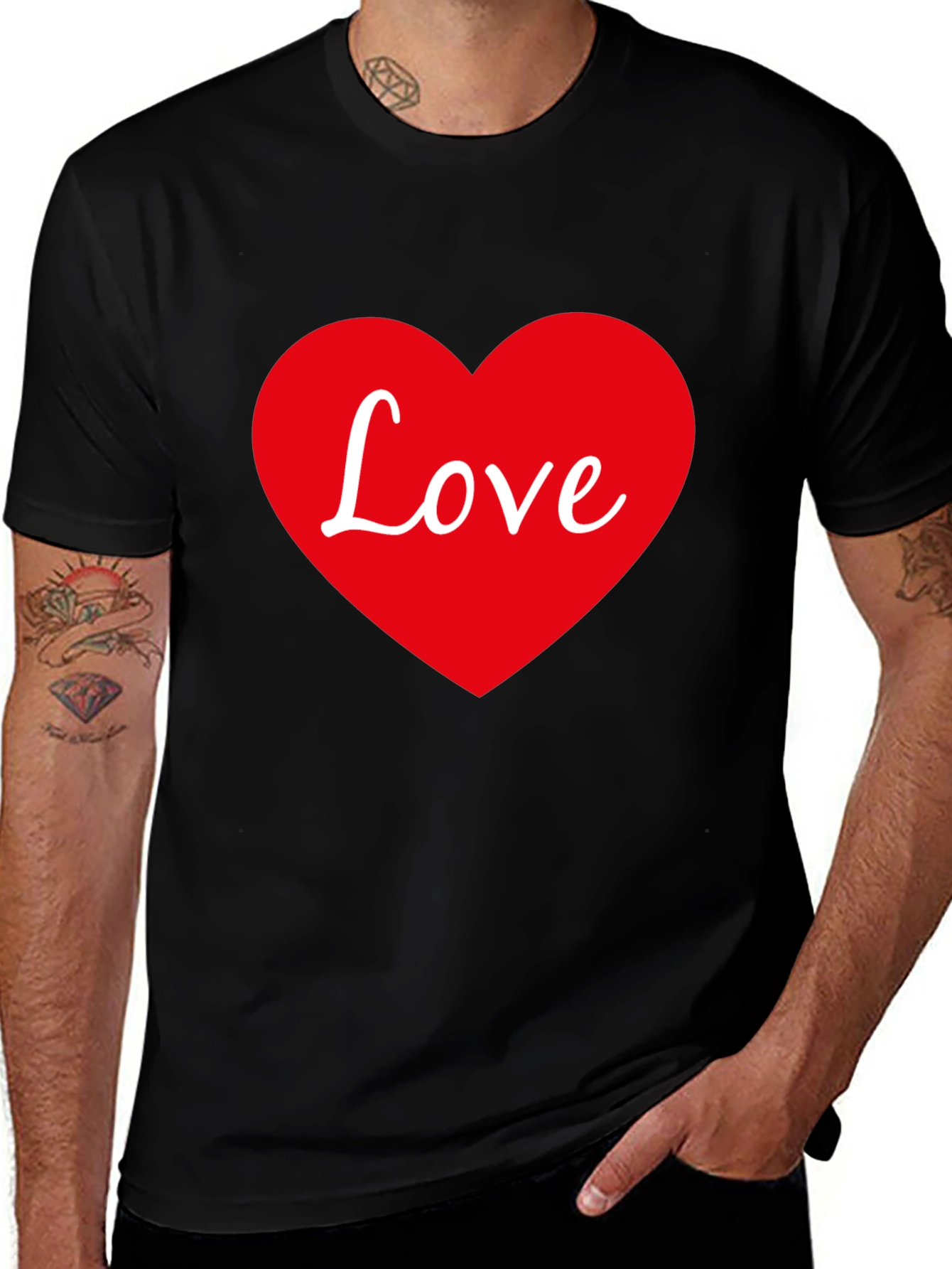Variant 30 of Love Heart Graphic Black T-Shirt