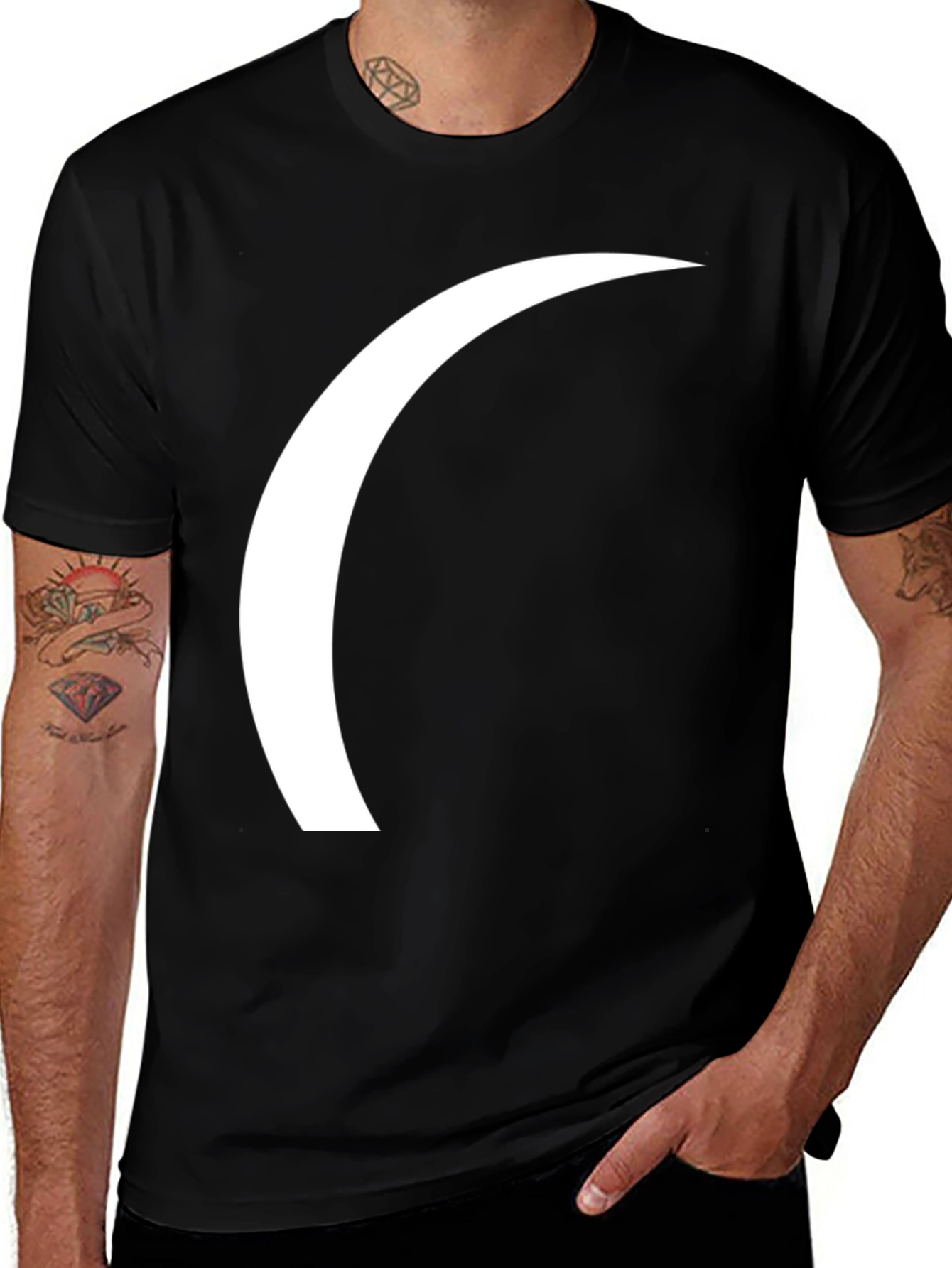 Variant 23 of Modern Crescent Graphic Tee - Black