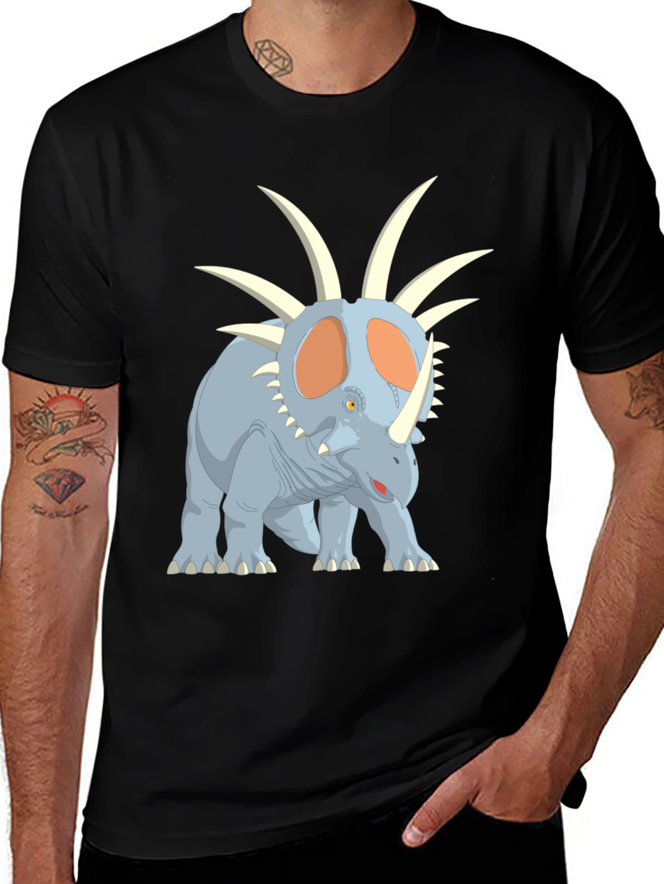 Variant 17 of Dinosaur Graphic Tee - Cartoon Styracosaurus T-Shirt