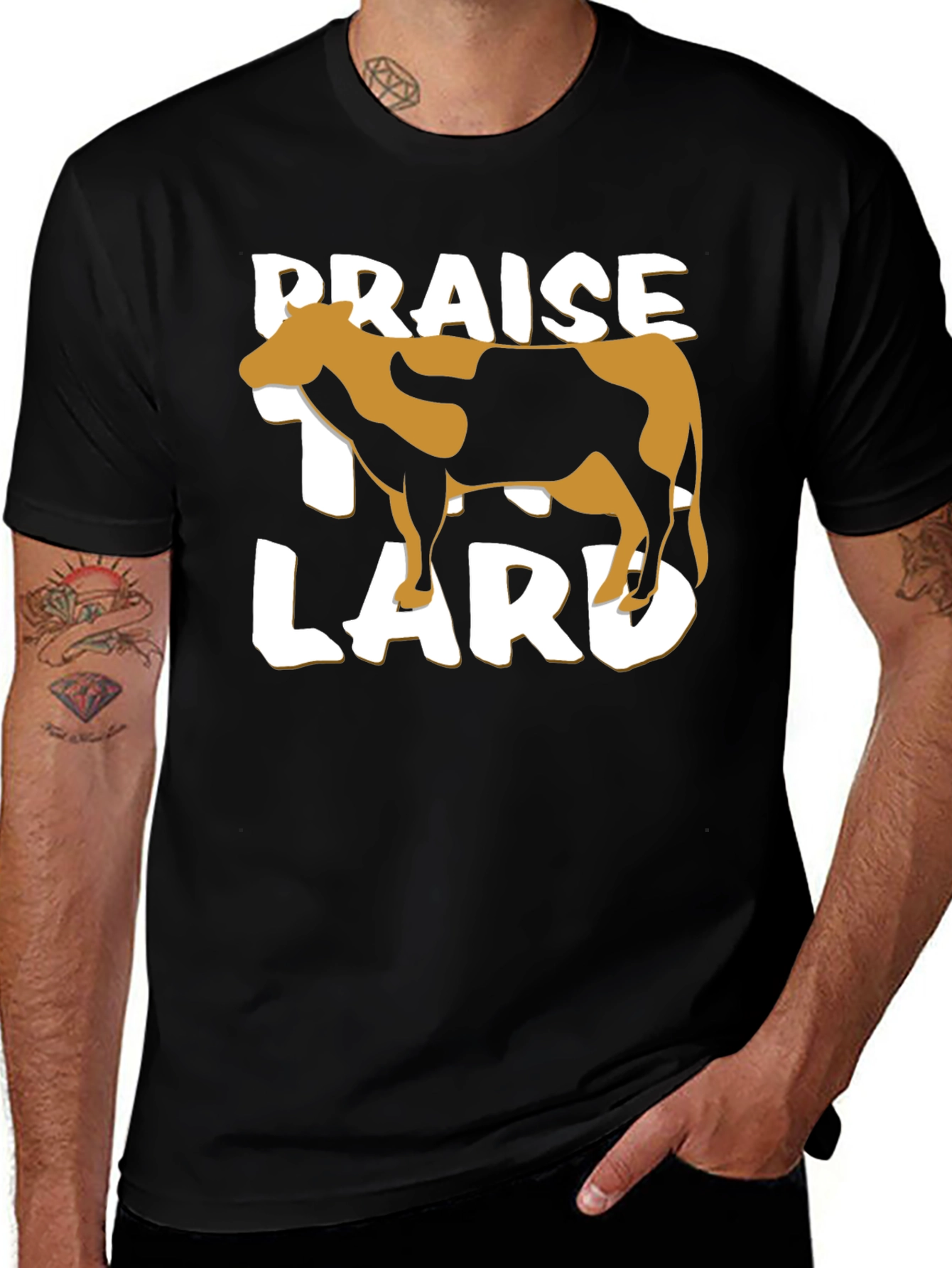 Praise Lard Black Graphic T-Shirt