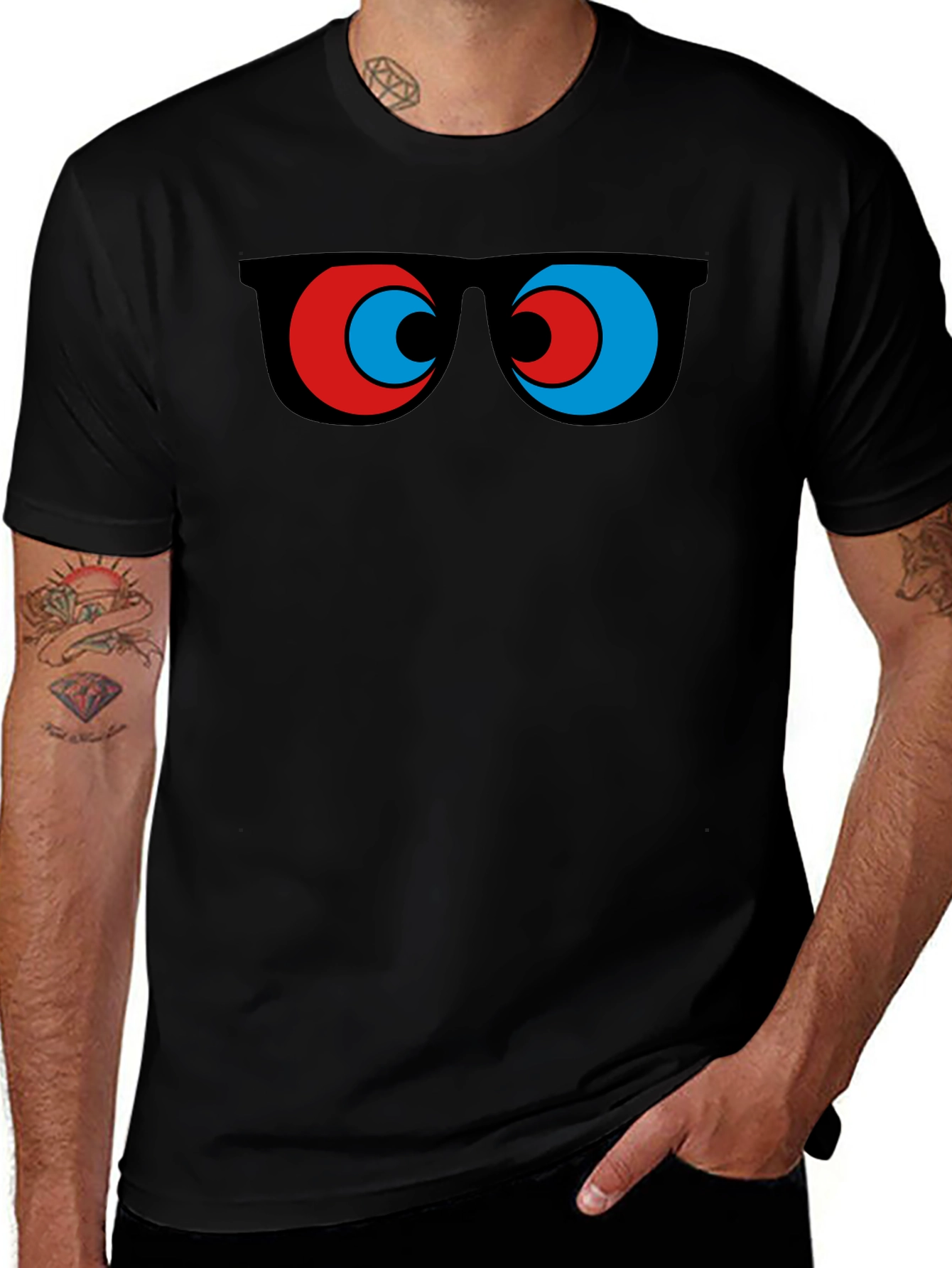 Variant 24 of Funny Sunglasses Graphic Tee - Quirky Men's Black T-Shirt