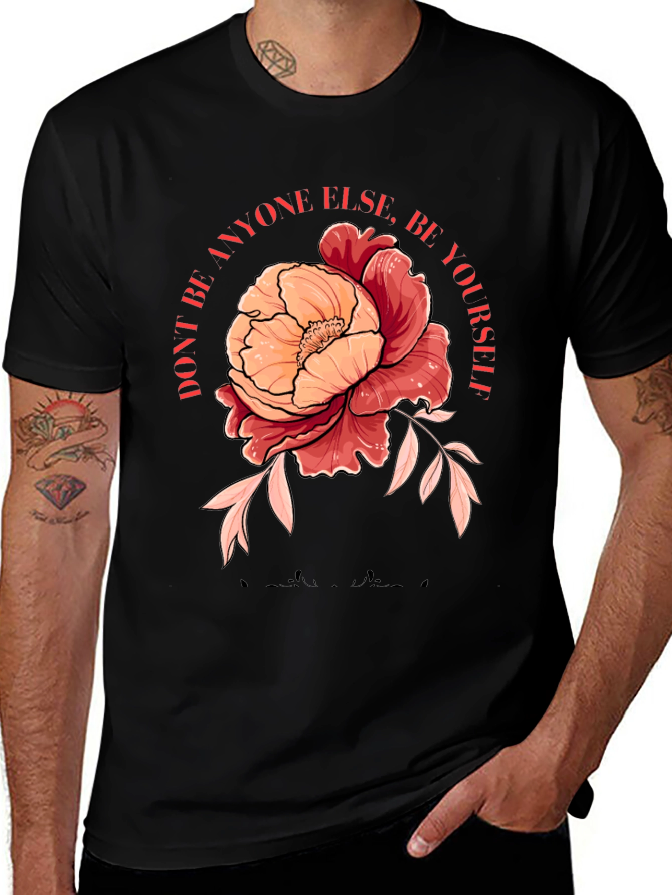 Variant 19 of Floral Graphic Tee - Be Yourself