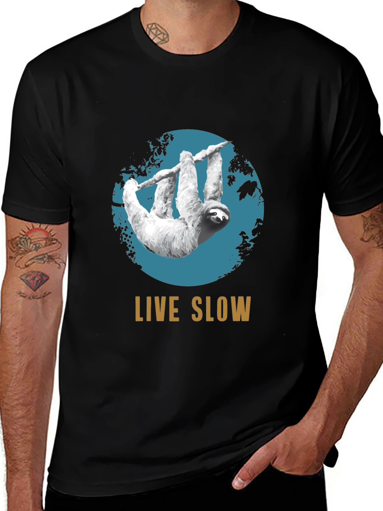 Variant 26 of Live Slow Sloth Graphic Tee - Relaxed Fit