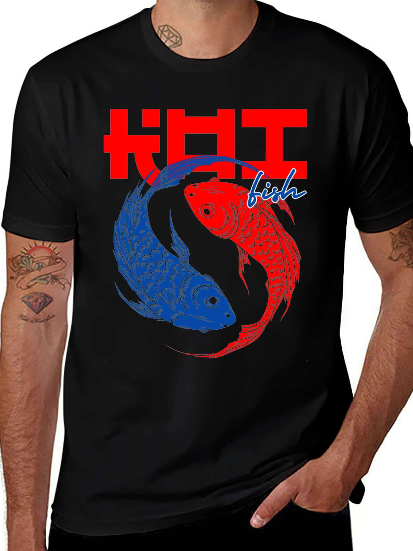 Variant 26 of Koi Fish Yin Yang Graphic Tee - Stylish Men's T-Shirt