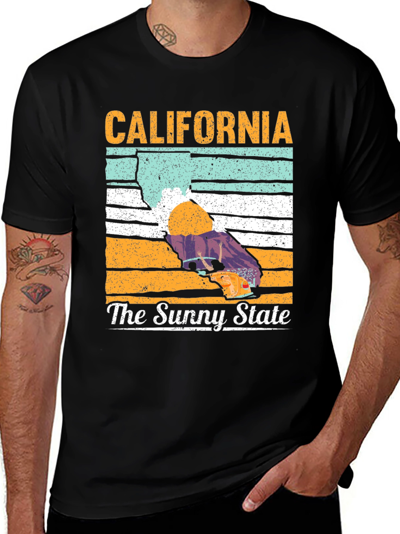 California The Sunny State Black T-Shirt