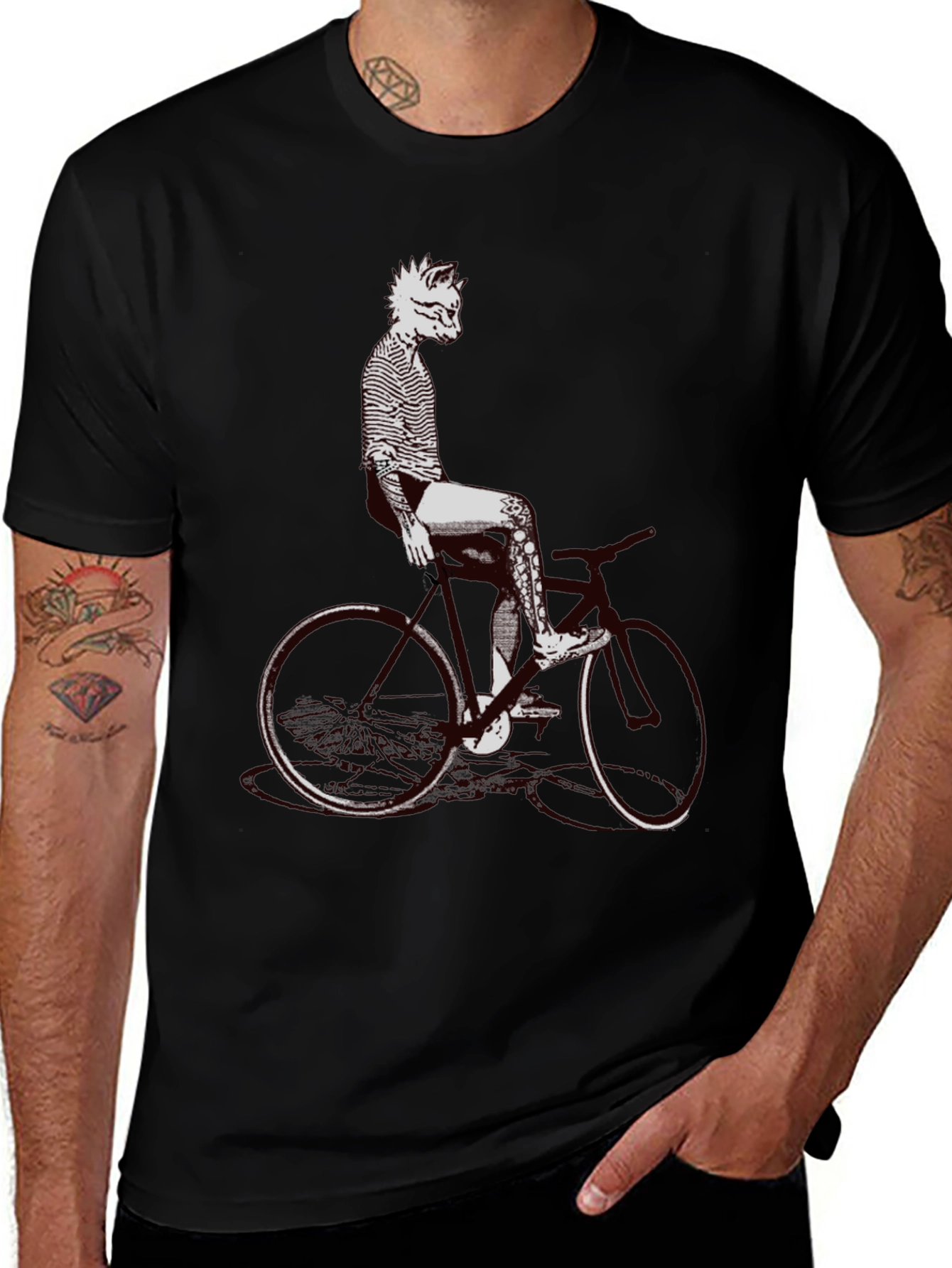 Variant 18 of Artistic Graphic Tee - Man on Bicycle