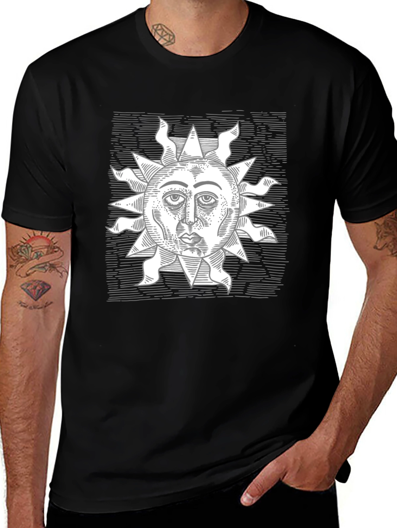 Variant 4 of Sun Face Graphic Tee - Black Casual Shirt