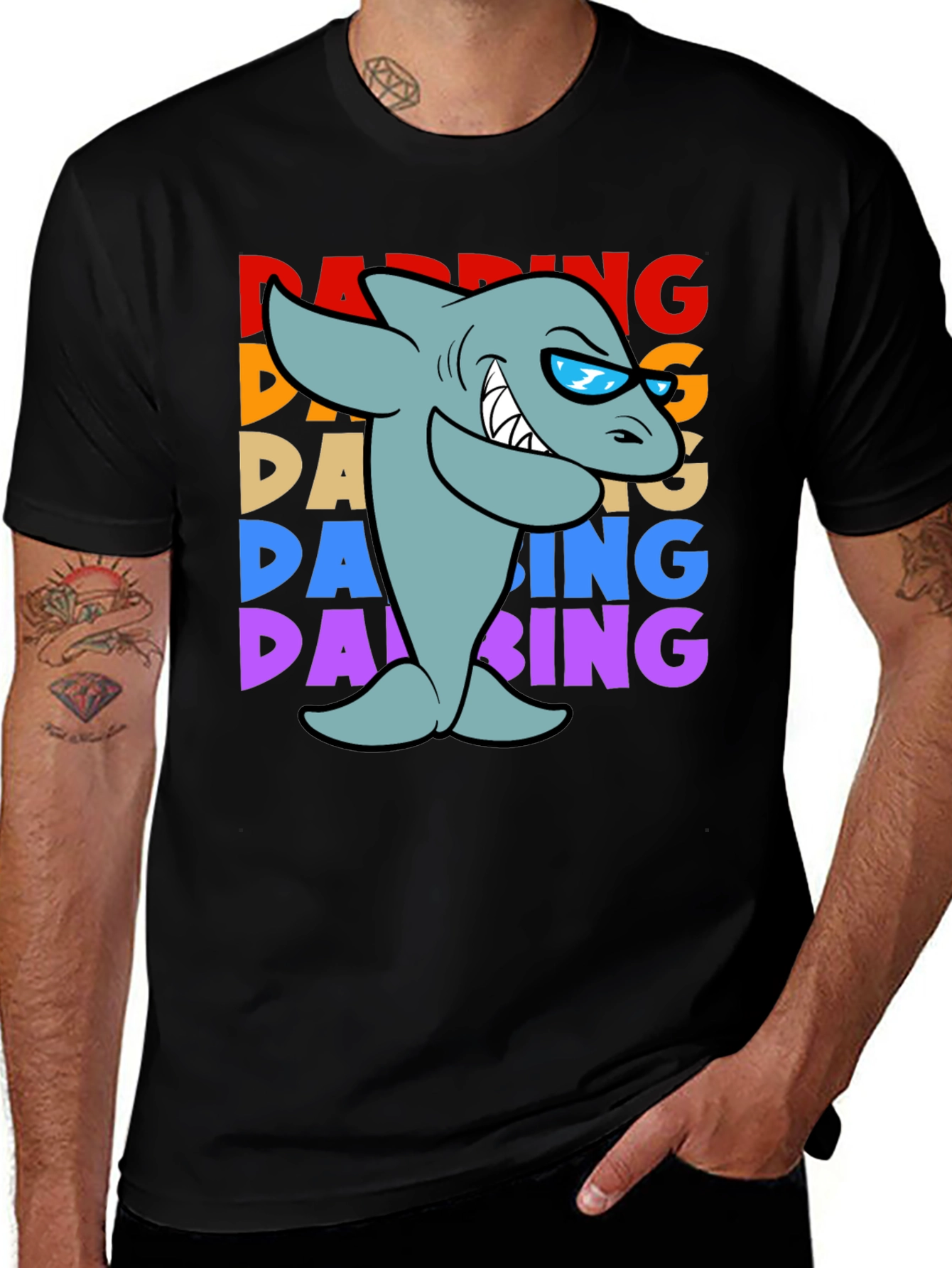 Variant 4 of Dabbing Shark Graphic T-Shirt